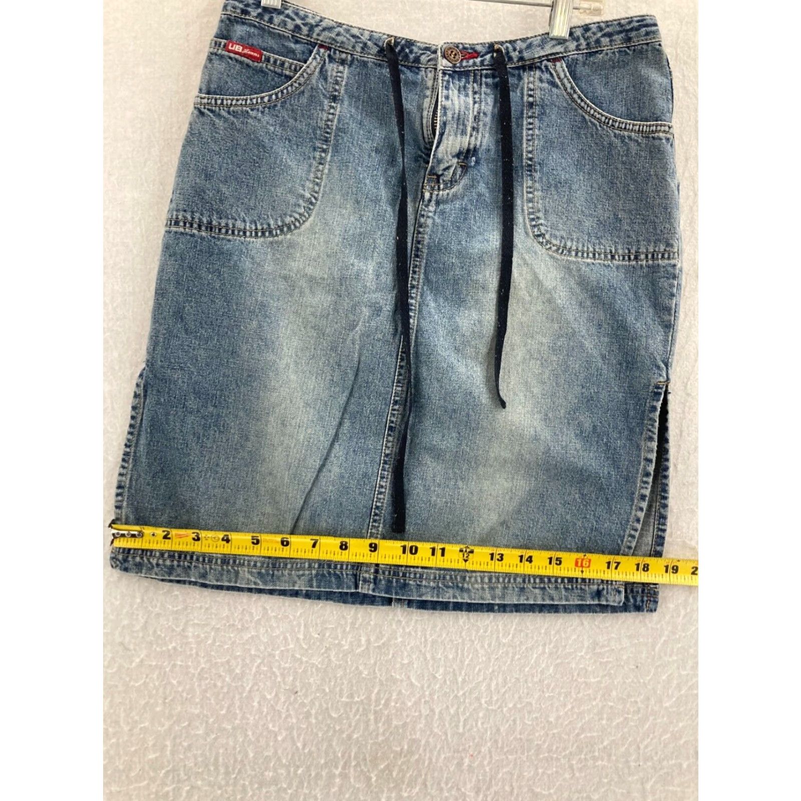 Vintage VINTAGE UNIONBAY Skirt Womens 9 Midi Blue Denim Light Wash Jeans Cotton Lace Pockets Y2K 90s? Size 30" / US 8 / IT 44 - 4 Thumbnail