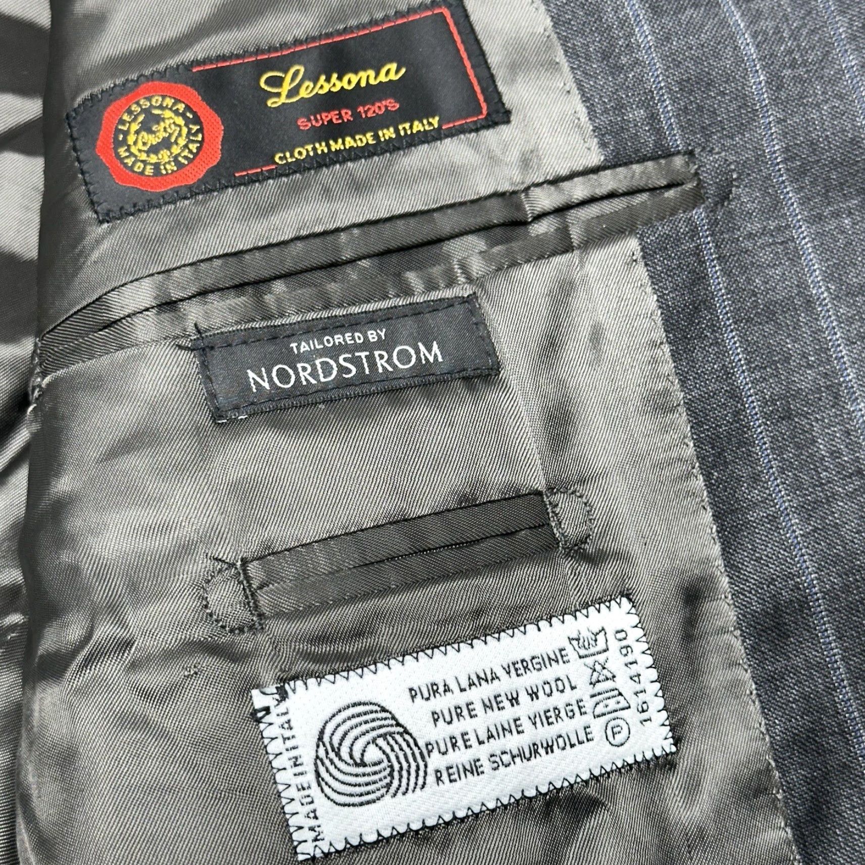 VINTAGE G. Manzoni Blazer Mens 42 Gray Pinstripe Wool Two Button Single-Breast Italy Men Regular Notch Lapel Suit Jacket 2 Piece Casual Business