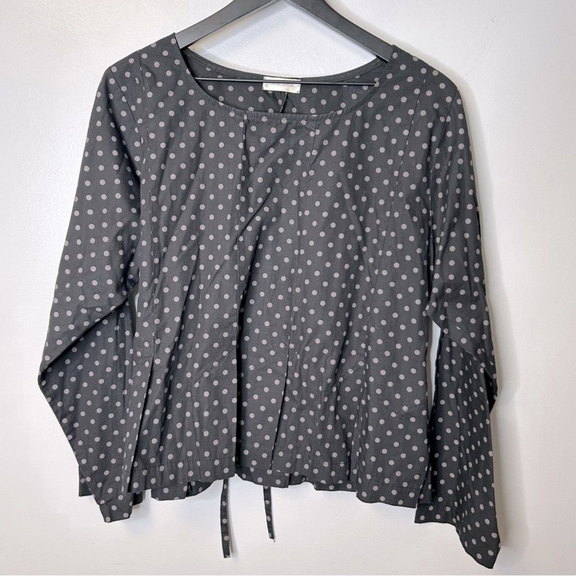 image of Krista Larson Polka Dot Long Sleeve Top in Grey, Women's