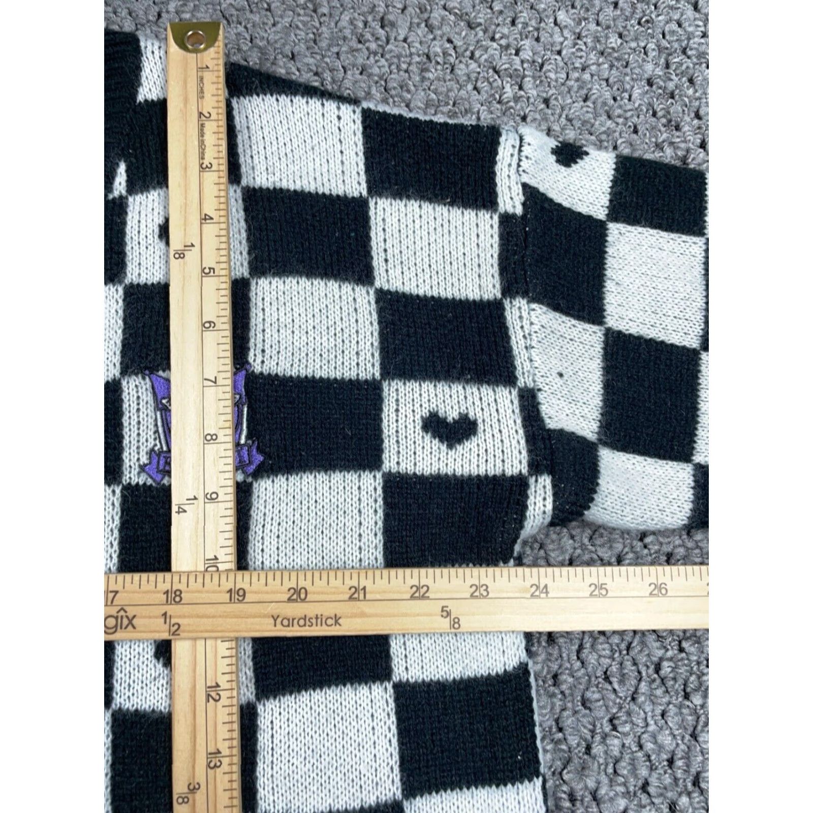 Vintage Kuromi Cardigan Women's XL Black White Check Pattern Embroidered Anime Boxy Fit Sweater Cardigan 90s Hipster Retro Casual Women's Size XL / US 12-14 / IT 48-50 - 6 Thumbnail