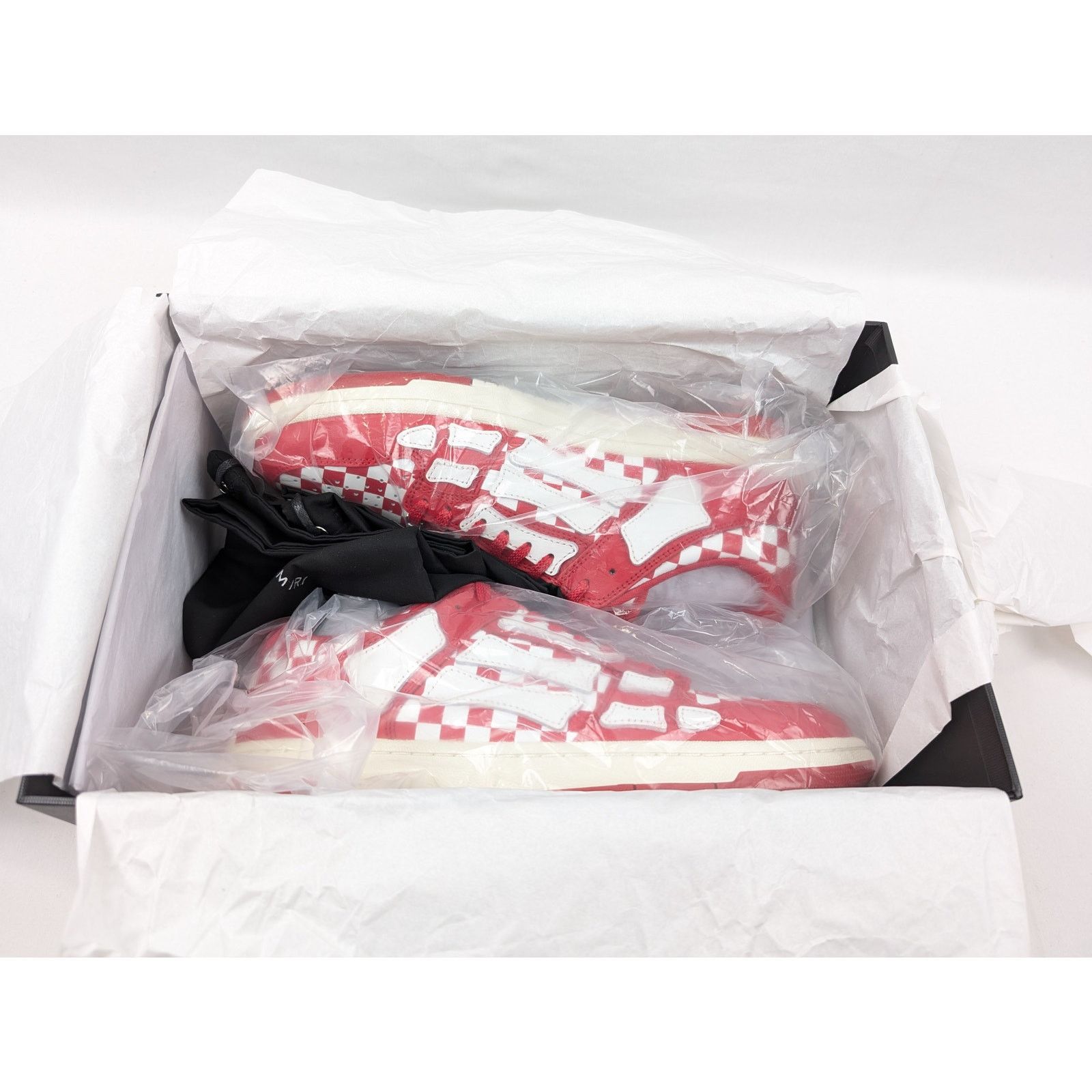 Amiri o1rshd1 Checked Skeleton Low Top Sneakers in Red/White Size US 10 / EU 43 - 19 Thumbnail