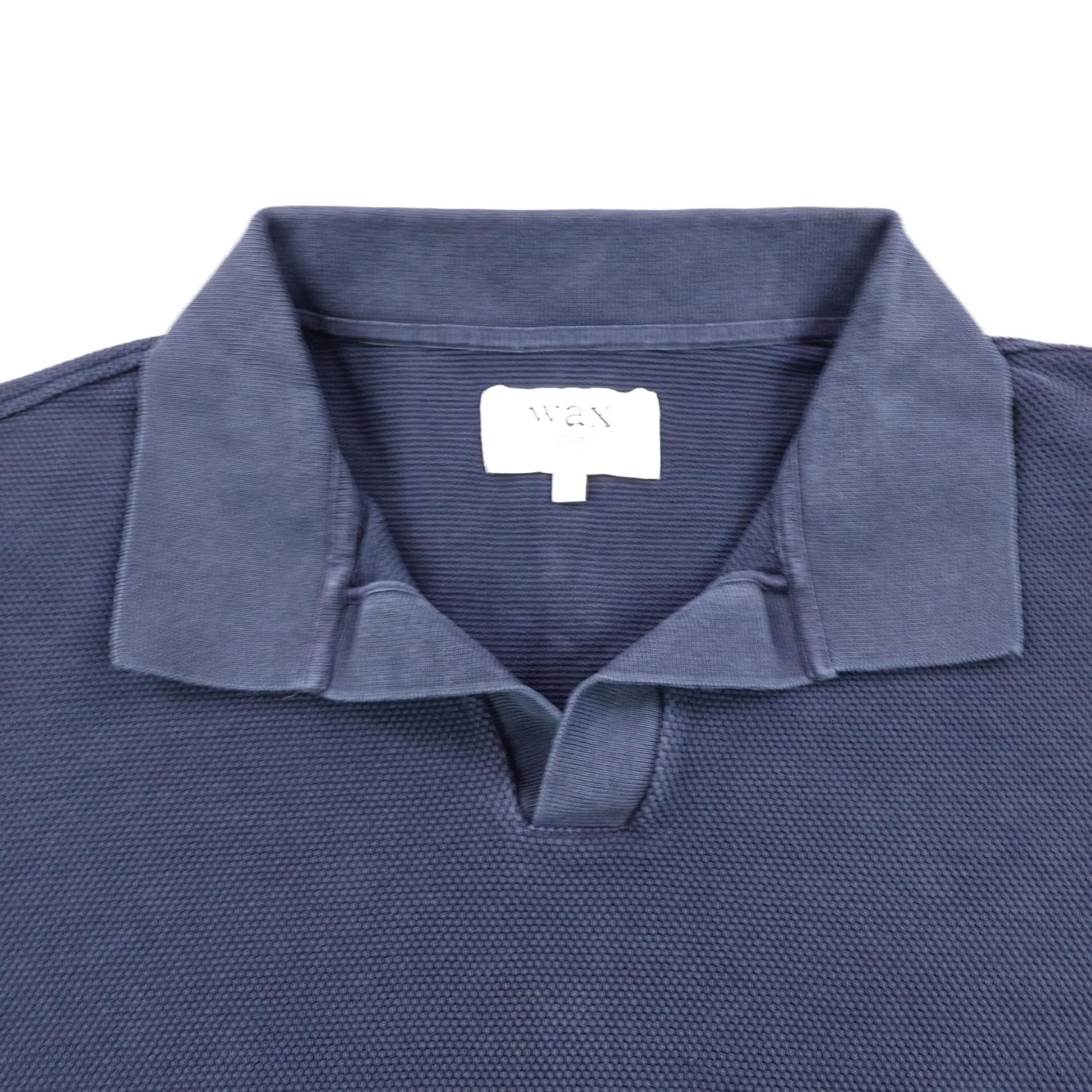 Wax London VINTAGE Wax London Polo Shirt Mens 2XL Navy Blue Heavyweight Textured Thermal Split Neck Shirt Mens 2XL Navy Blue Size US XXL / EU 58 / 5 - 2 Thumbnail