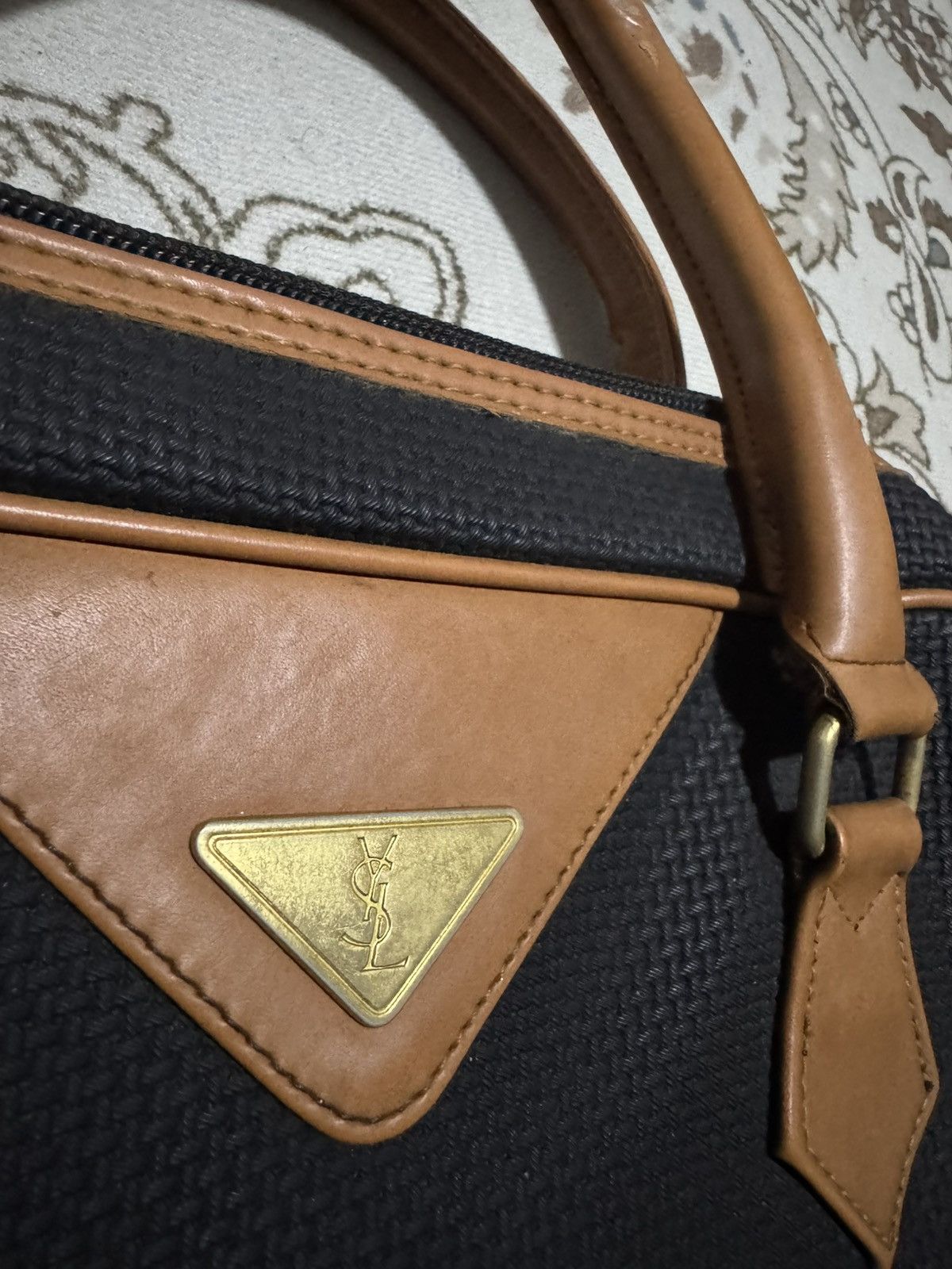 Vintage × Yves Saint Laurent Vtg YSL Pvc Leather Boston Brown Handle Size ONE SIZE - 4 Thumbnail