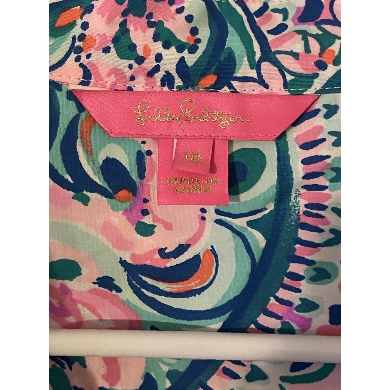 Lilly Pulitzer VINTAGE Lilly Pulitzer Dress Shirt Midi Womens Pink Tropical Stretch 10 Size L / US 10 / IT 46 - 4 Thumbnail