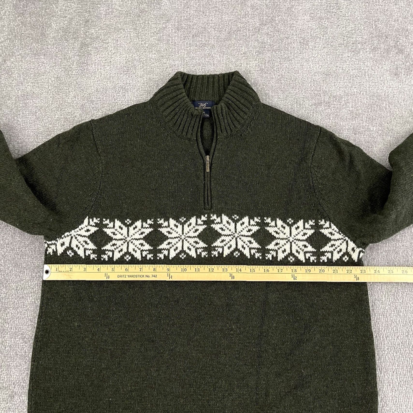 Brooks Brothers Brooks Brothers Sweater Mens XL Green Fair Isle 1/4 Zip Pullover Size US XL / EU 56 / 4 - 4 Thumbnail