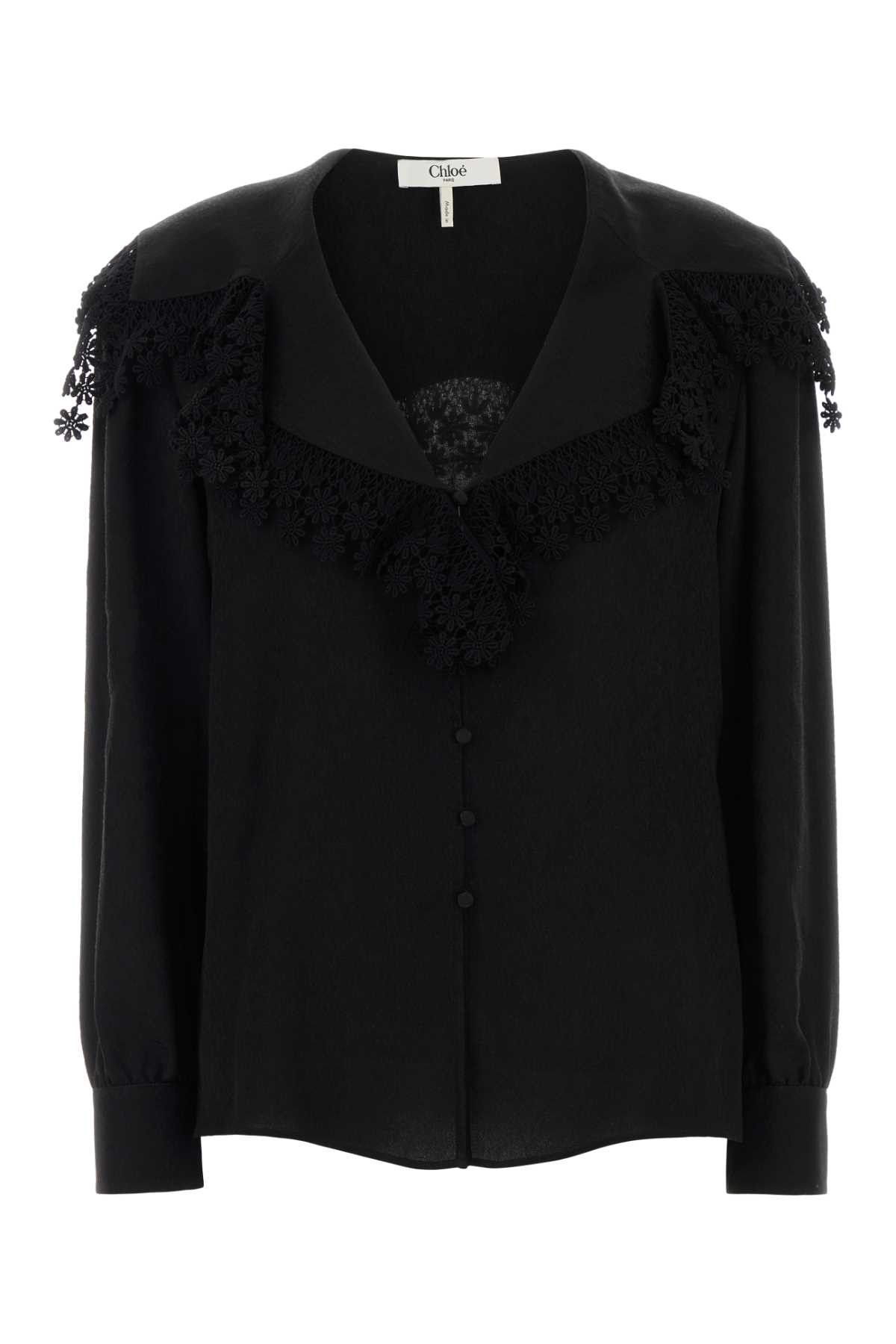Chloe Black Silk Shirt Size M / US 6-8 / IT 42-44 - 1 Thumbnail