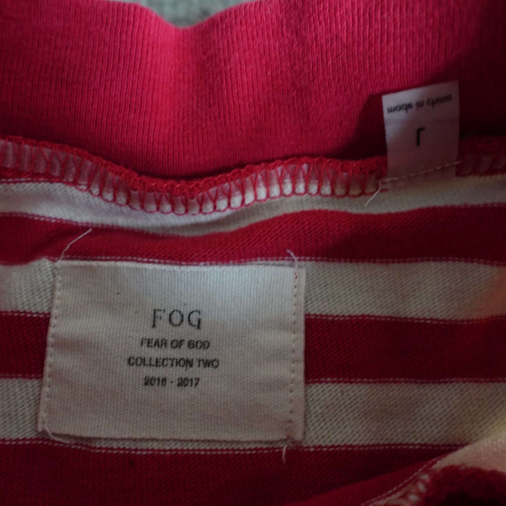 Fear of God Fear of God Mens Shirt Large Red Striped Mock Neck 100% Cotton Shirt L Red Mens T-Shirt Size US L / EU 52-54 / 3 - 4 Thumbnail
