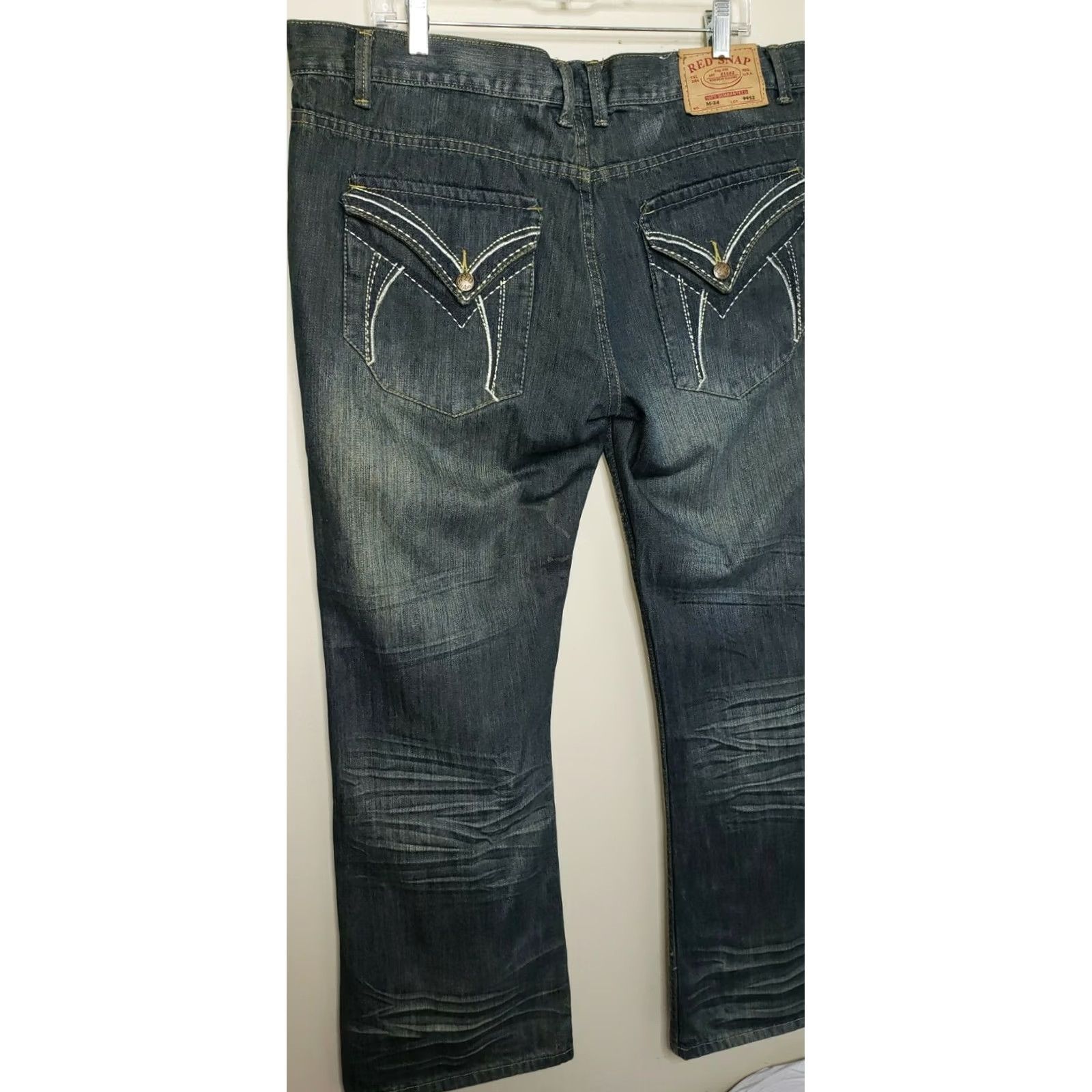 J Brand Red Snap Jeans Distressed Embroidered 5-Pocket Relaxed Straight Size 36 x 32 Blue Denim Men Jeans Size US 36 / EU 52 - 6 Thumbnail