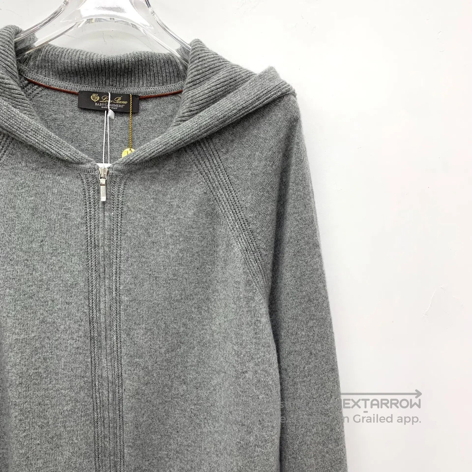 Loro Piana LORO PIANA Gray Goat Hair Hooded Zip Long Sleeve Sweatshir Size US L / EU 52-54 / 3 - 3 Thumbnail
