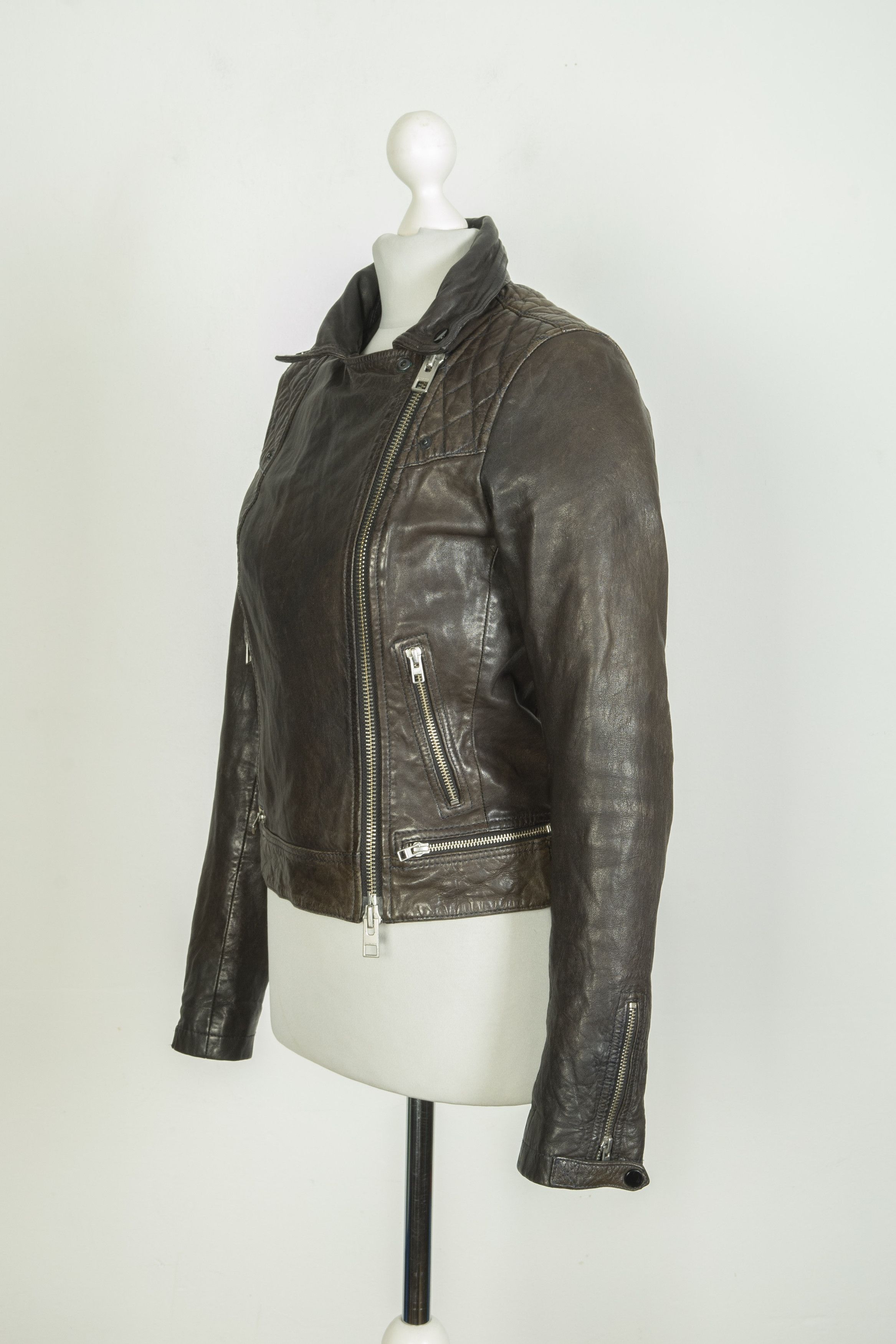 Allsaints All Saints Asymmetric Zip Leather Jacket Size S / US 4 / IT 40 - 4 Thumbnail