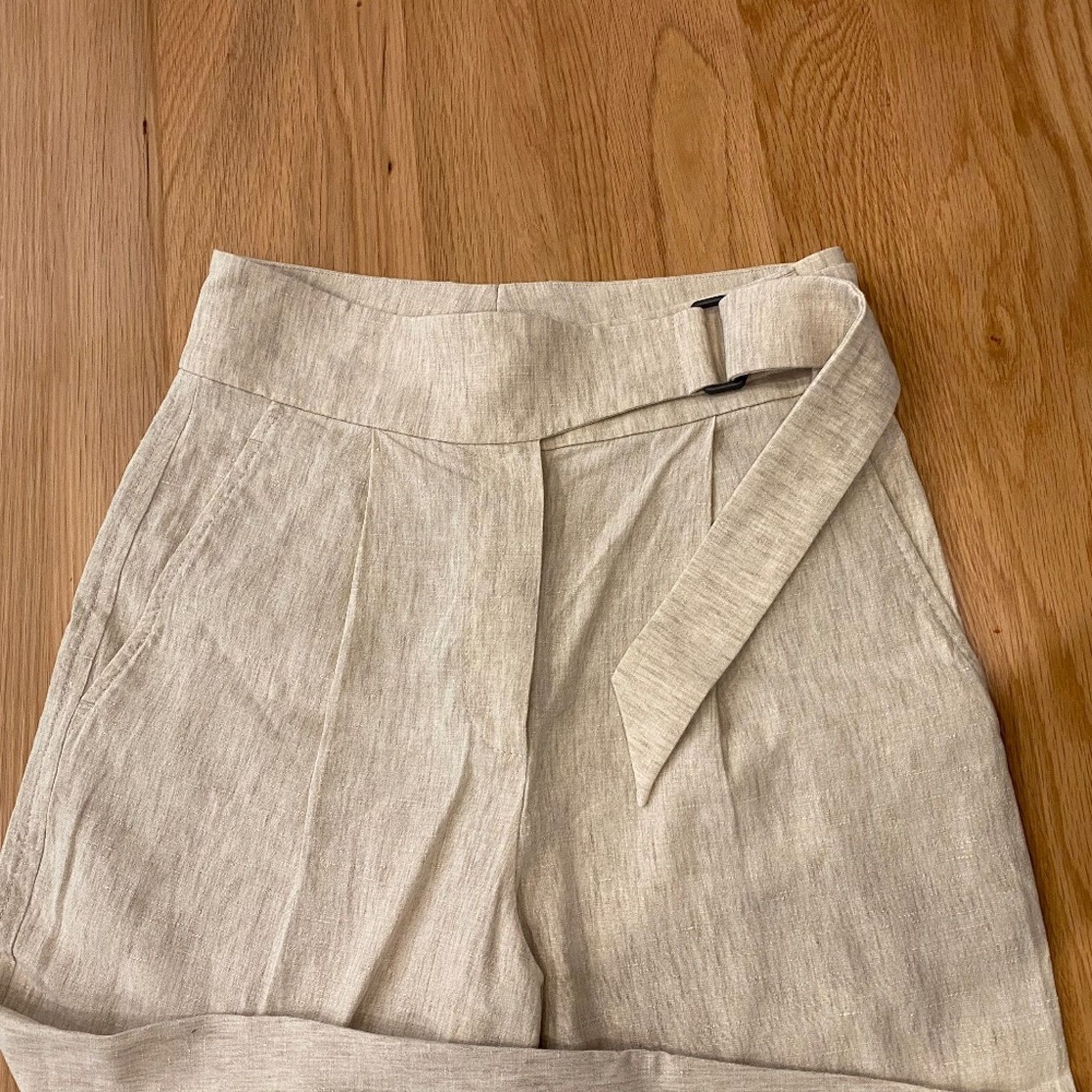 Brunello Cucinelli Brunello Cucinelli High Rise Belted Linen Blend Pants - 4 Size 27" / US 4 / IT 40 - 2 Thumbnail