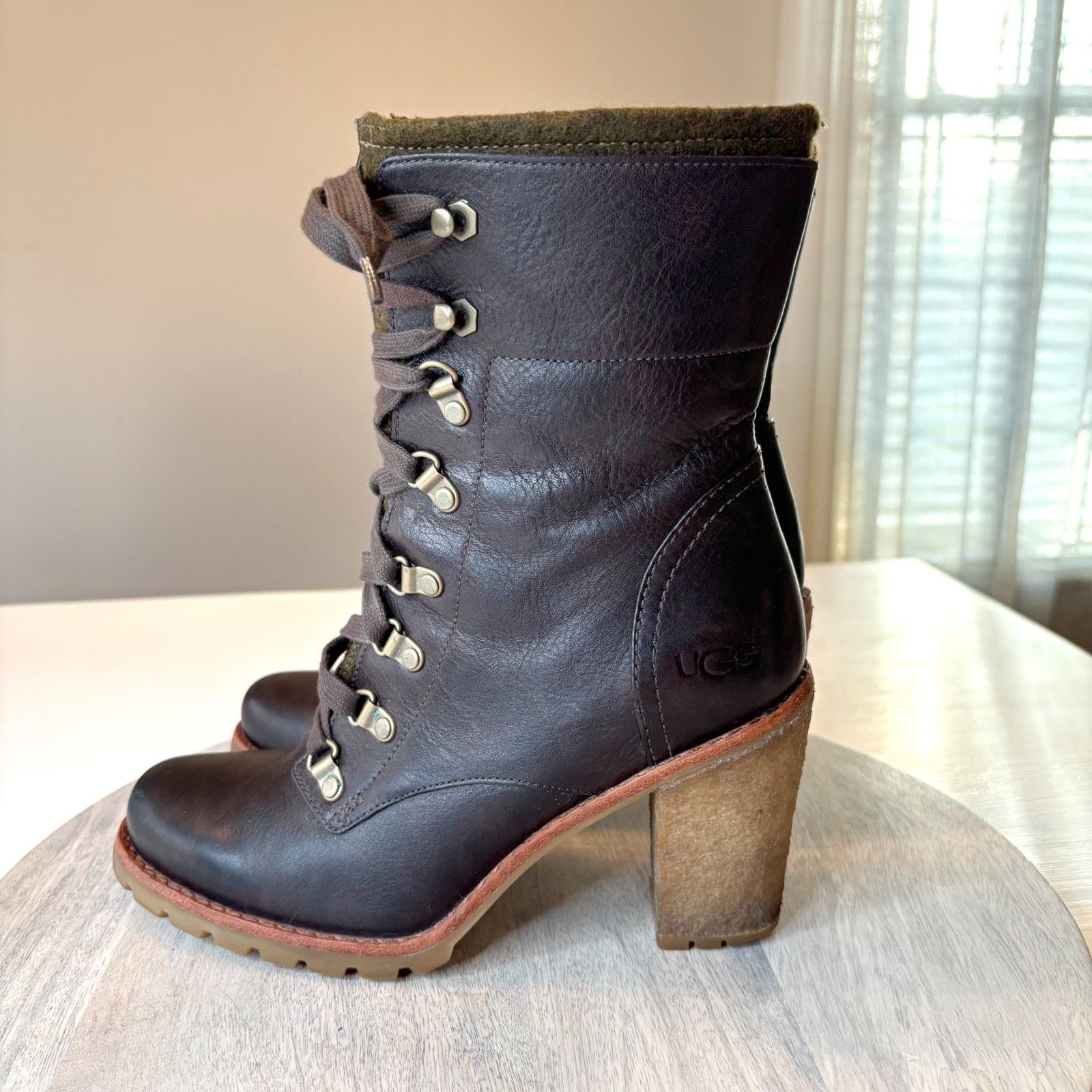 Ugg UGG Heeled Boots Leather Combat Zip Lined Women's Size 9 Size US 9 / IT 39 - 2 Thumbnail