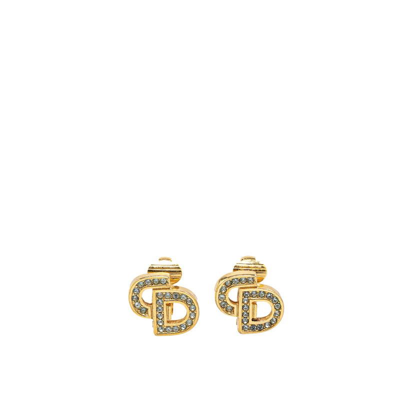 Dior Dior Dior Gold Plated CD Logo Rhinestone Earrings Metal Earrings in Very Good Condition Size ONE SIZE - 1 Thumbnail
