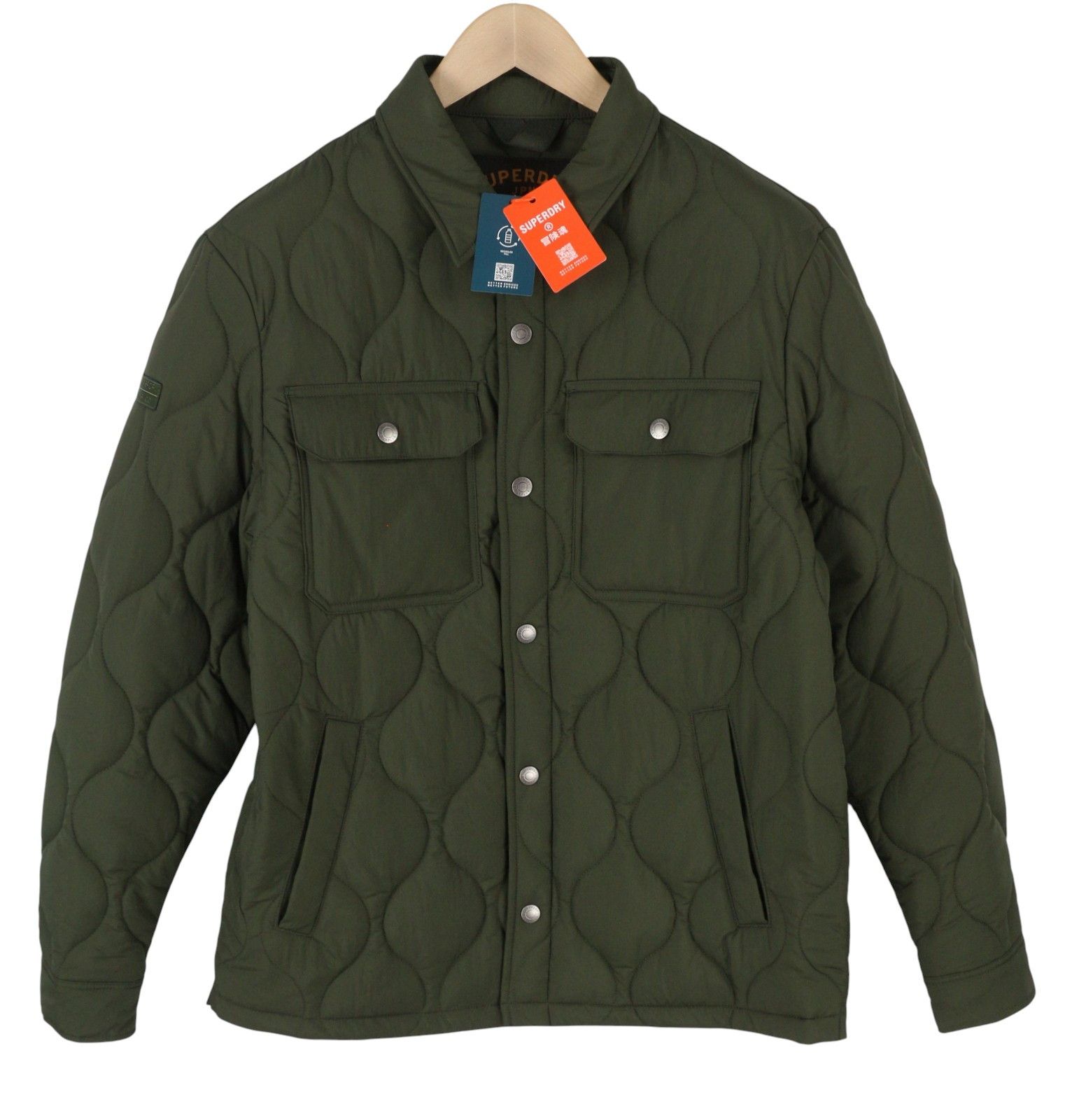 Superdry Surplus Liner M Green Quilted Padded Snap 87139 Size US M / EU 48-50 / 2 - 1 Thumbnail