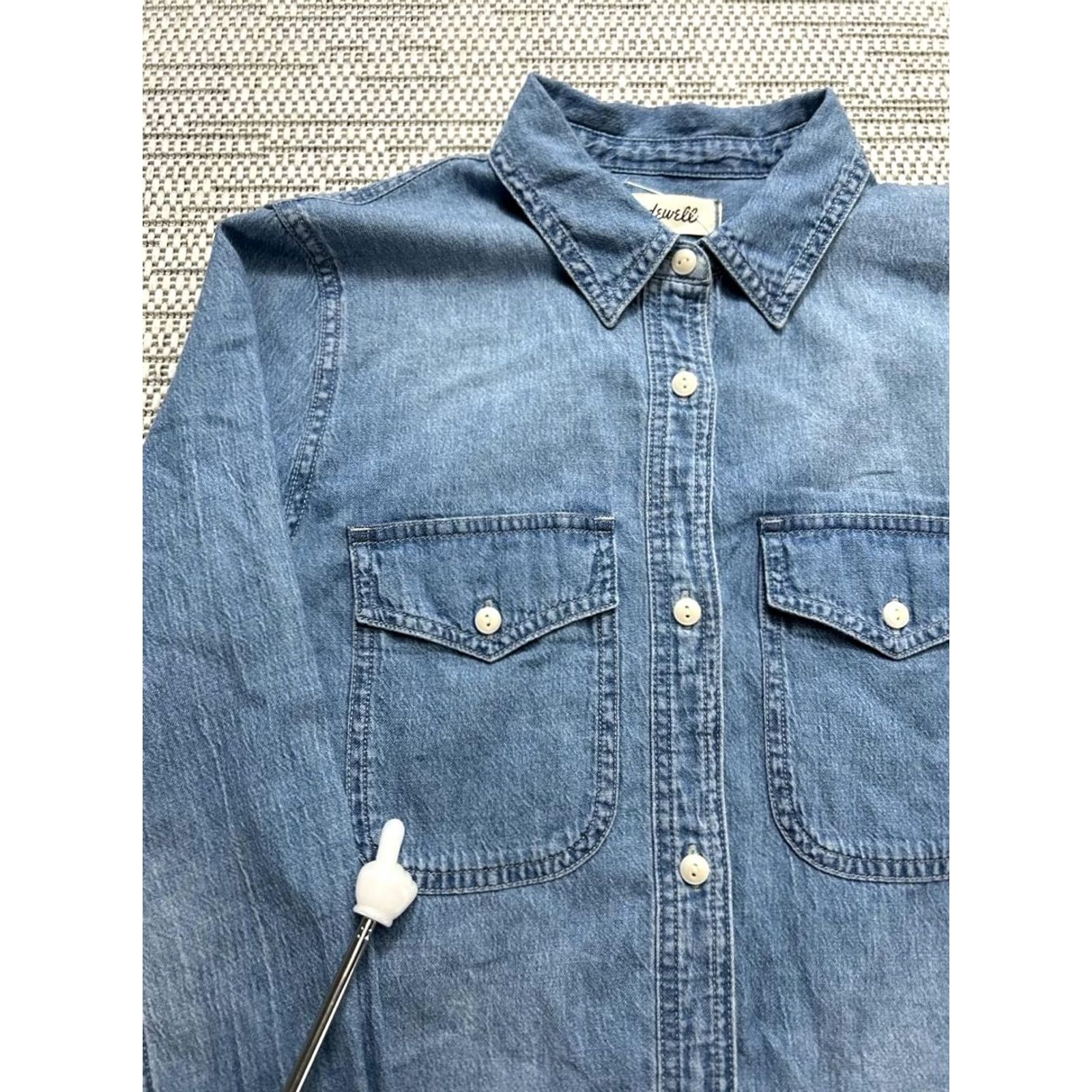 Madewell Madewell Shirt Womens XS Blue Cotton Denim Button Up Size XS / US 0-2 / IT 36-38 - 5 Thumbnail