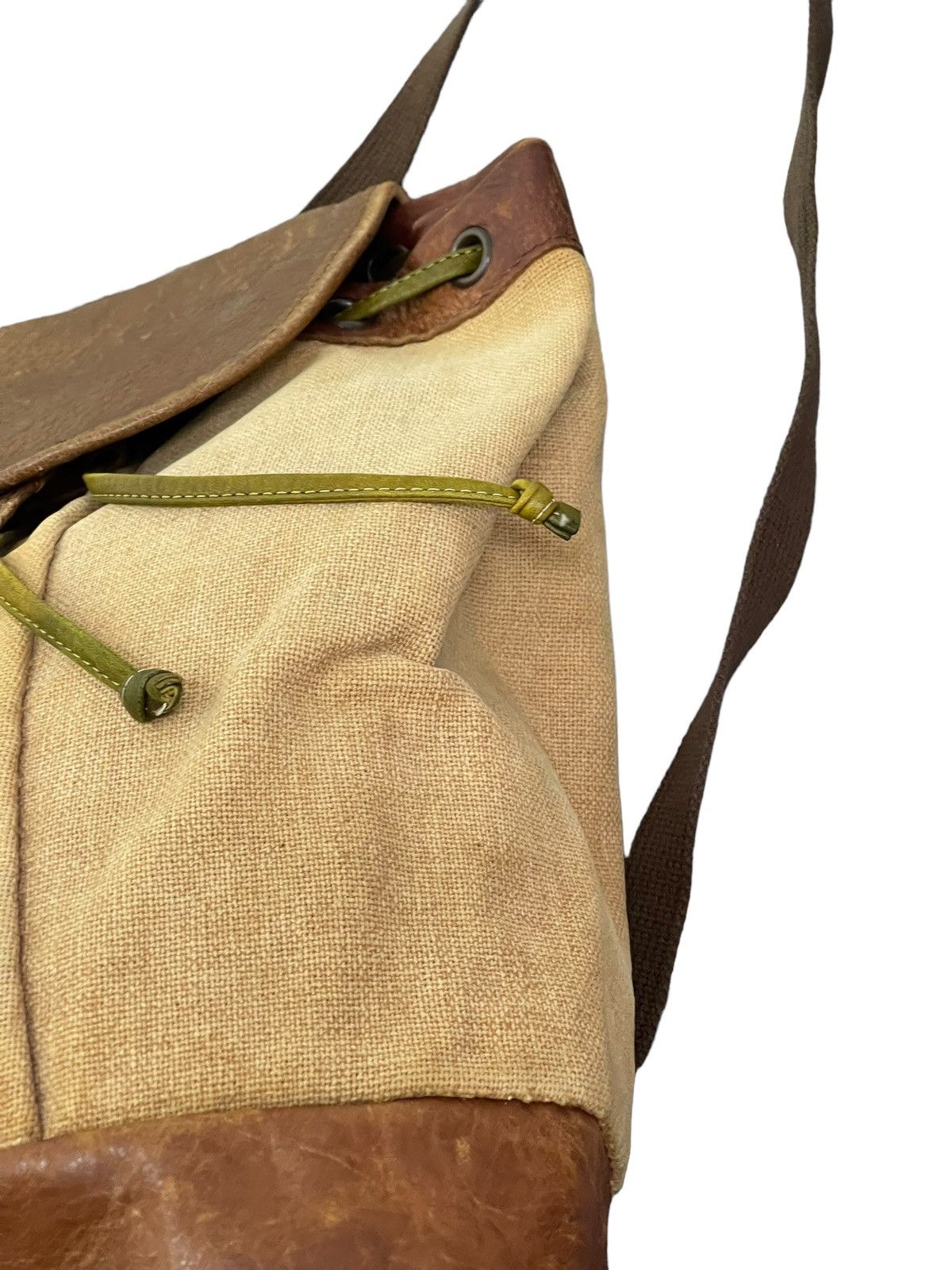 Genuine Leather Leather Linen Backpack Vtg Unknown Japan Bag 2🟩 Size ONE SIZE - 8 Thumbnail