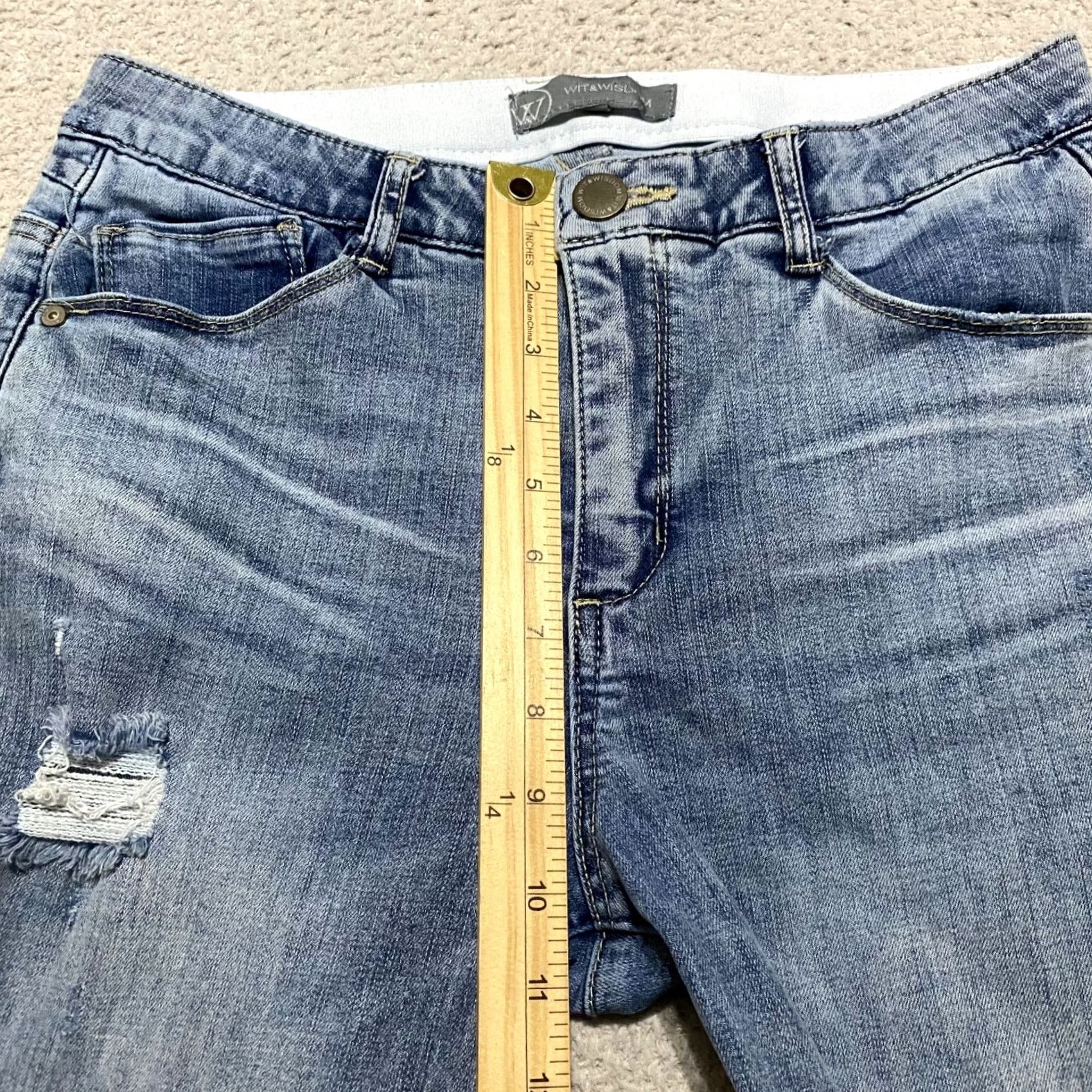 Vintage Wit & Wisdom Jeans Womens 8 Blue Denim Mid Rise Ankle Distressed Raw Hem City 90s Mens Womens Girls Size 30" / US 8 / IT 44 - 7 Thumbnail