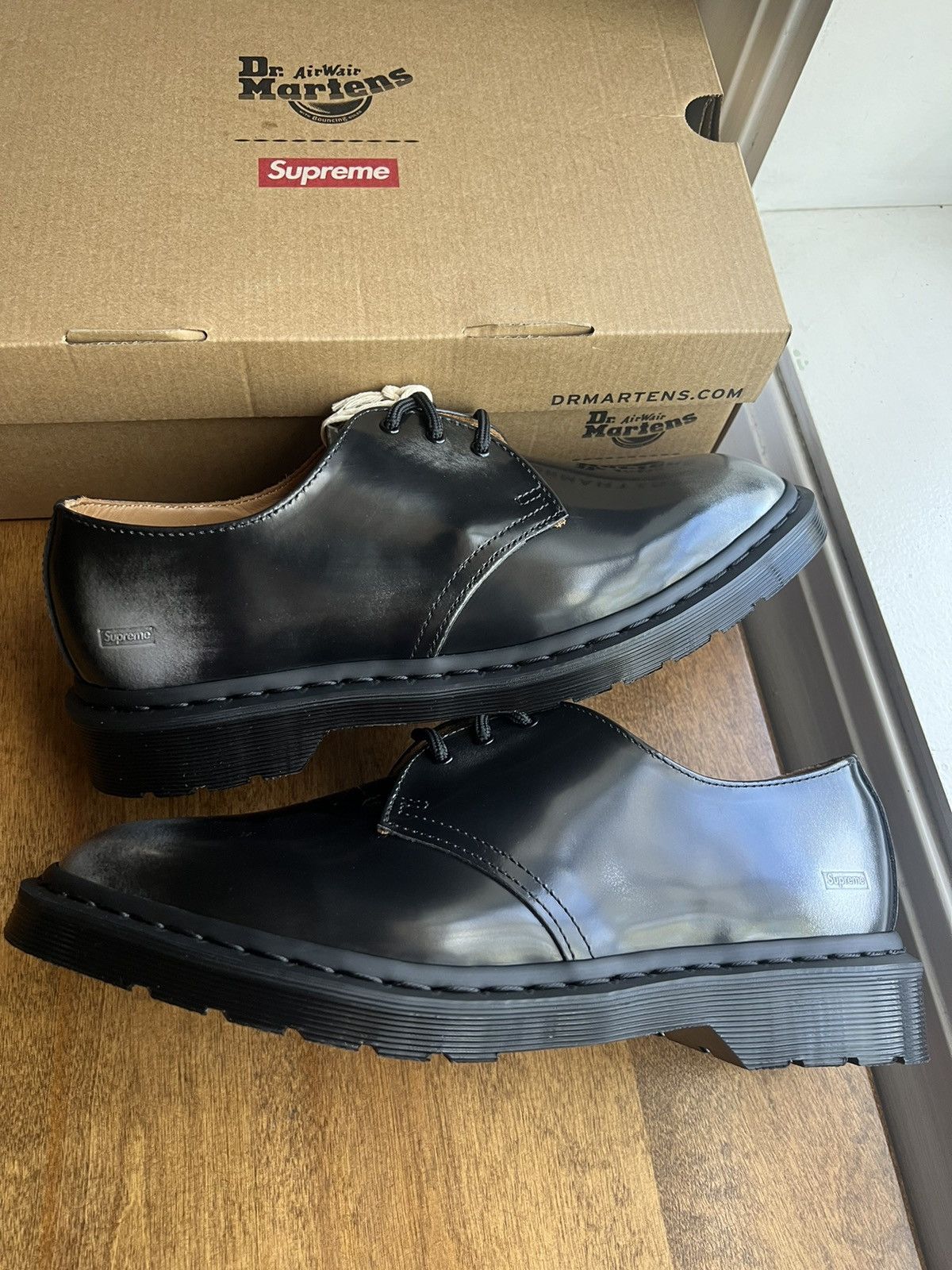 Supreme Supreme Dr. Martens 1461 3-Eye Shoe Black Silver | Grailed