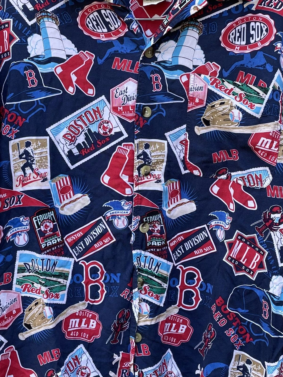 Lee Boston Red Sox Shirt Mens Medium Blue AOP Button Up Size US M / EU 48-50 / 2 - 4 Thumbnail