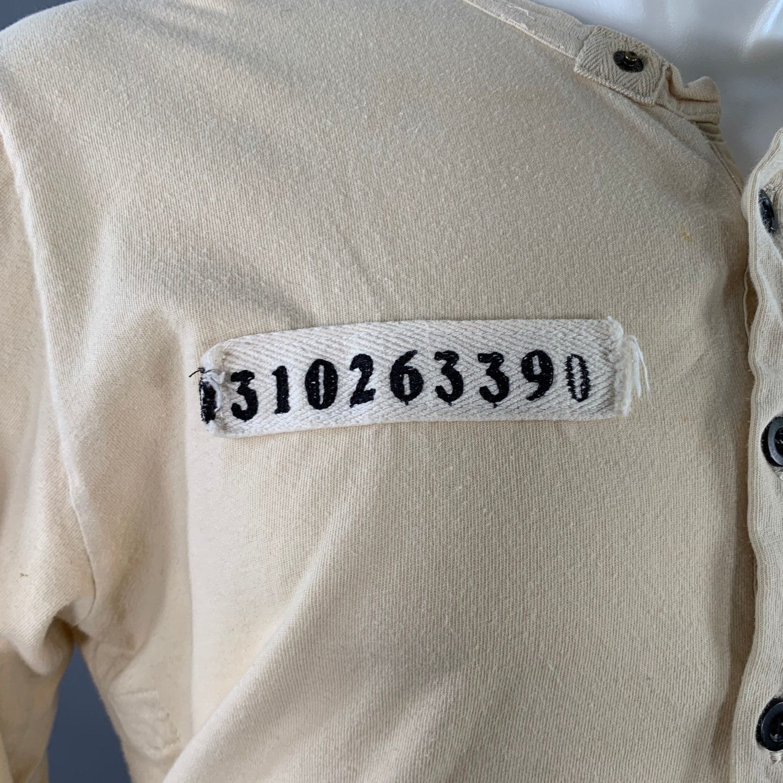 Nice Collective Size M Cream Black Jersey Distressed Henley Pullover Size US M / EU 48-50 / 2 - 2 Thumbnail