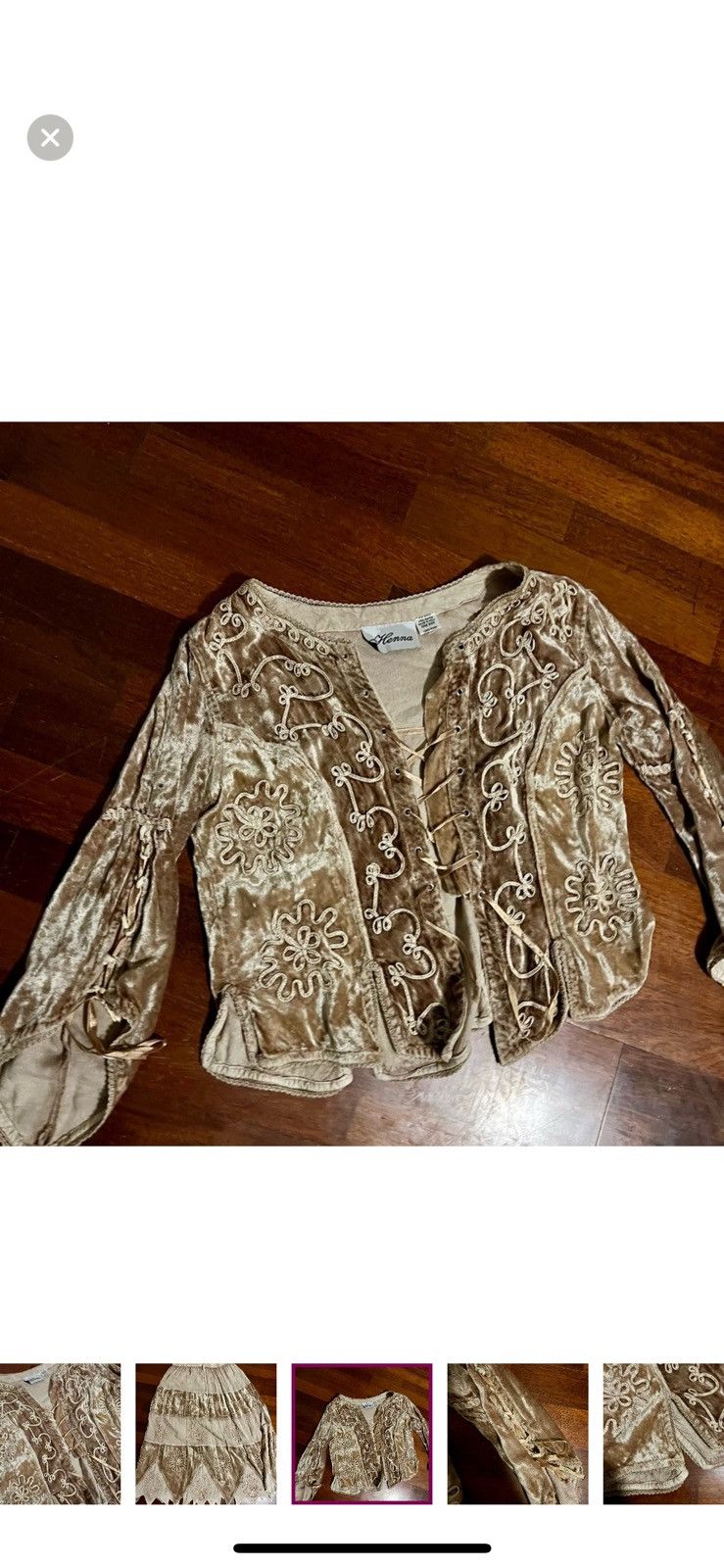 Vintage Vintage Henna Bohemian 70s gold crushed velvet jacket OSFA Size 23" - 4 Thumbnail