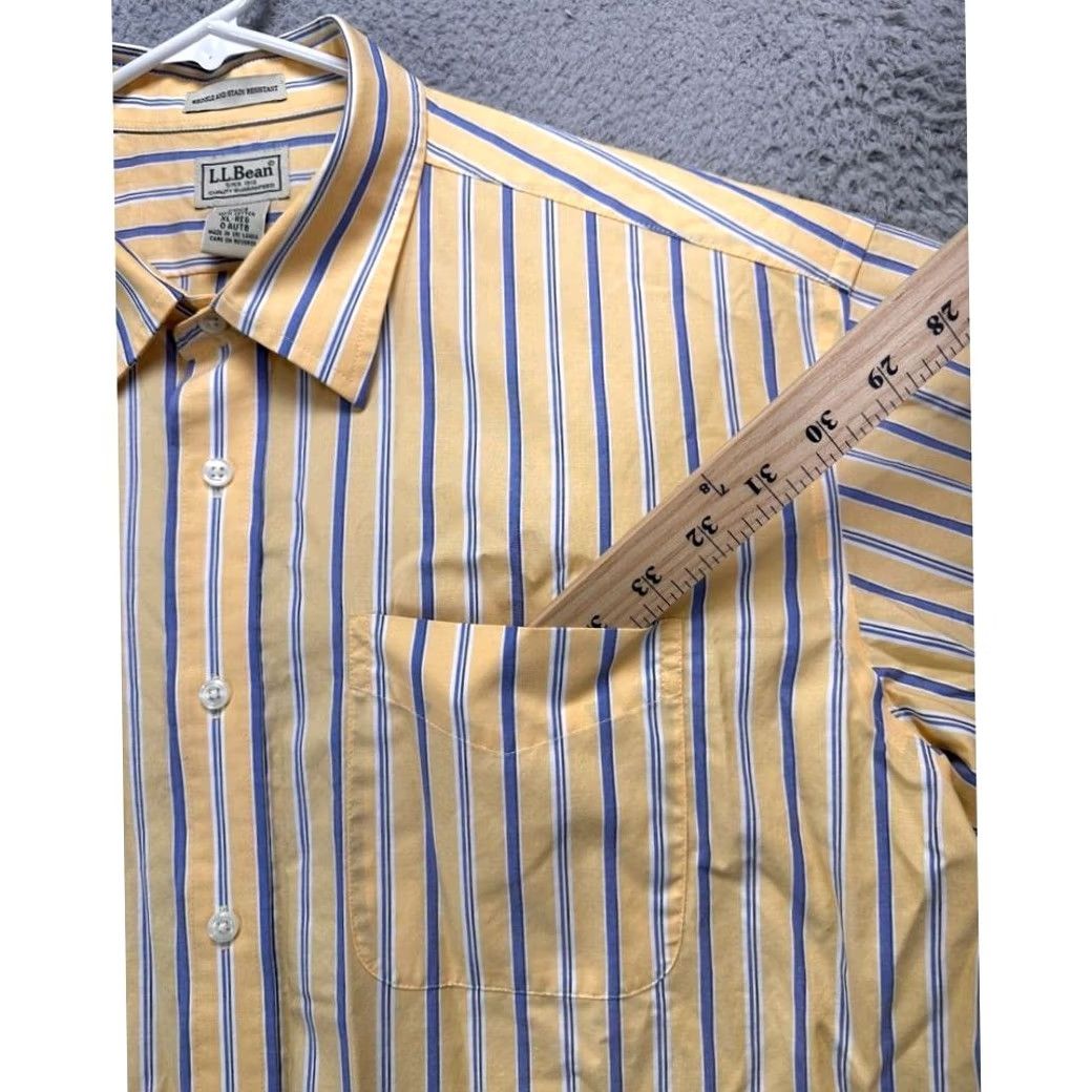 Vintage L.L. Bean Button Up Shirt Mens XL Yellow Striped Wrinkle Stain Resistant Pocket Shirt Size US XL / EU 56 / 4 - 5 Thumbnail