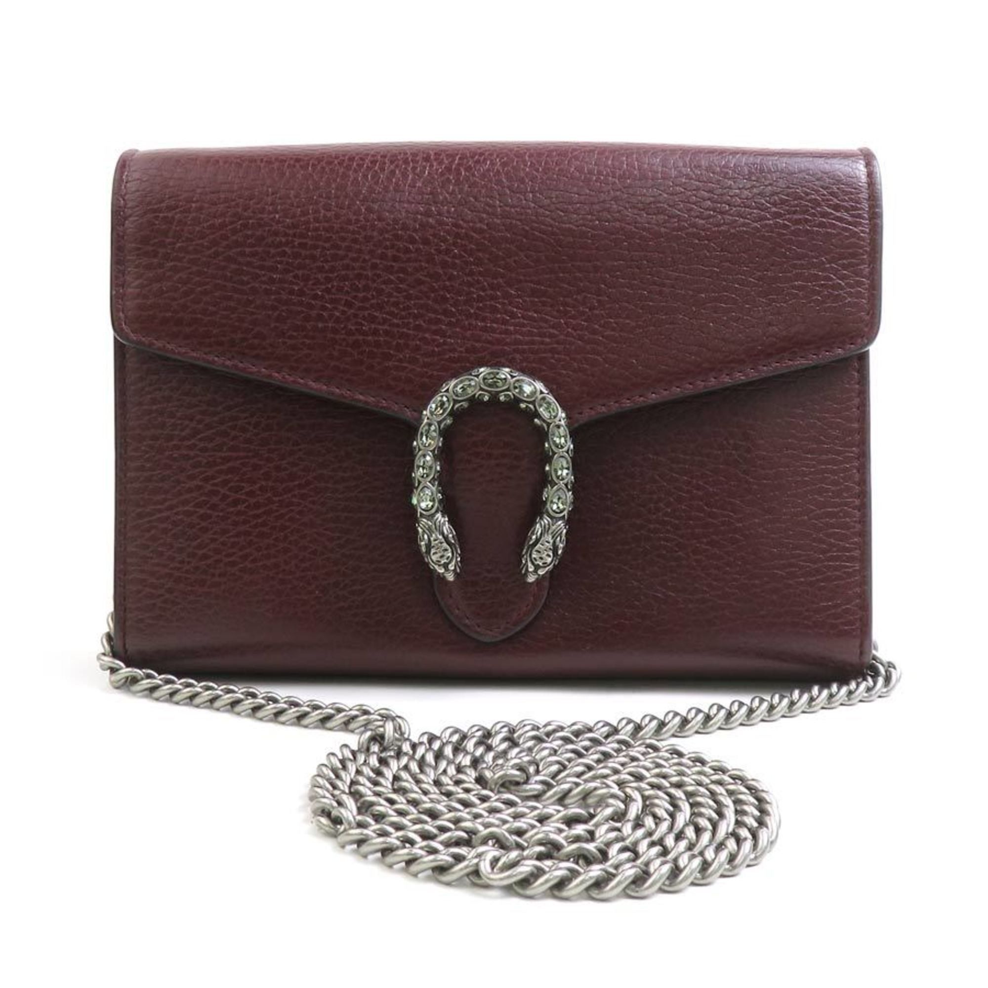 GUCCI Chain Wallet Dionysus Leather Bordeaux Women's 401231 H31191A