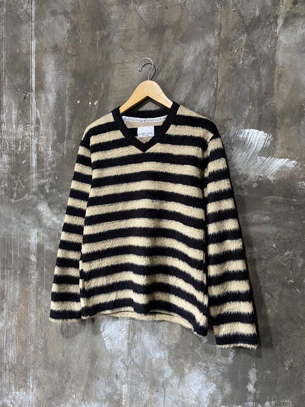 トップス Number (n)ine 09AW Mohair Grunge Knit 2014 Junya Watanabe Mohair Punk Thrashed Stripe Sweater
