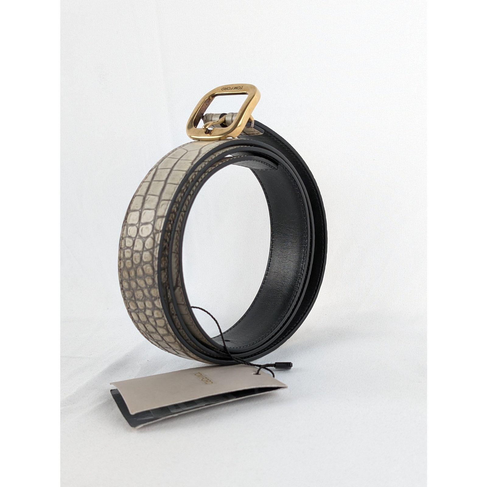 Tom Ford o1rshd1 Q:2 / Size: 100cm / Men's Leather Belt in Beige Size 38 - 3 Thumbnail