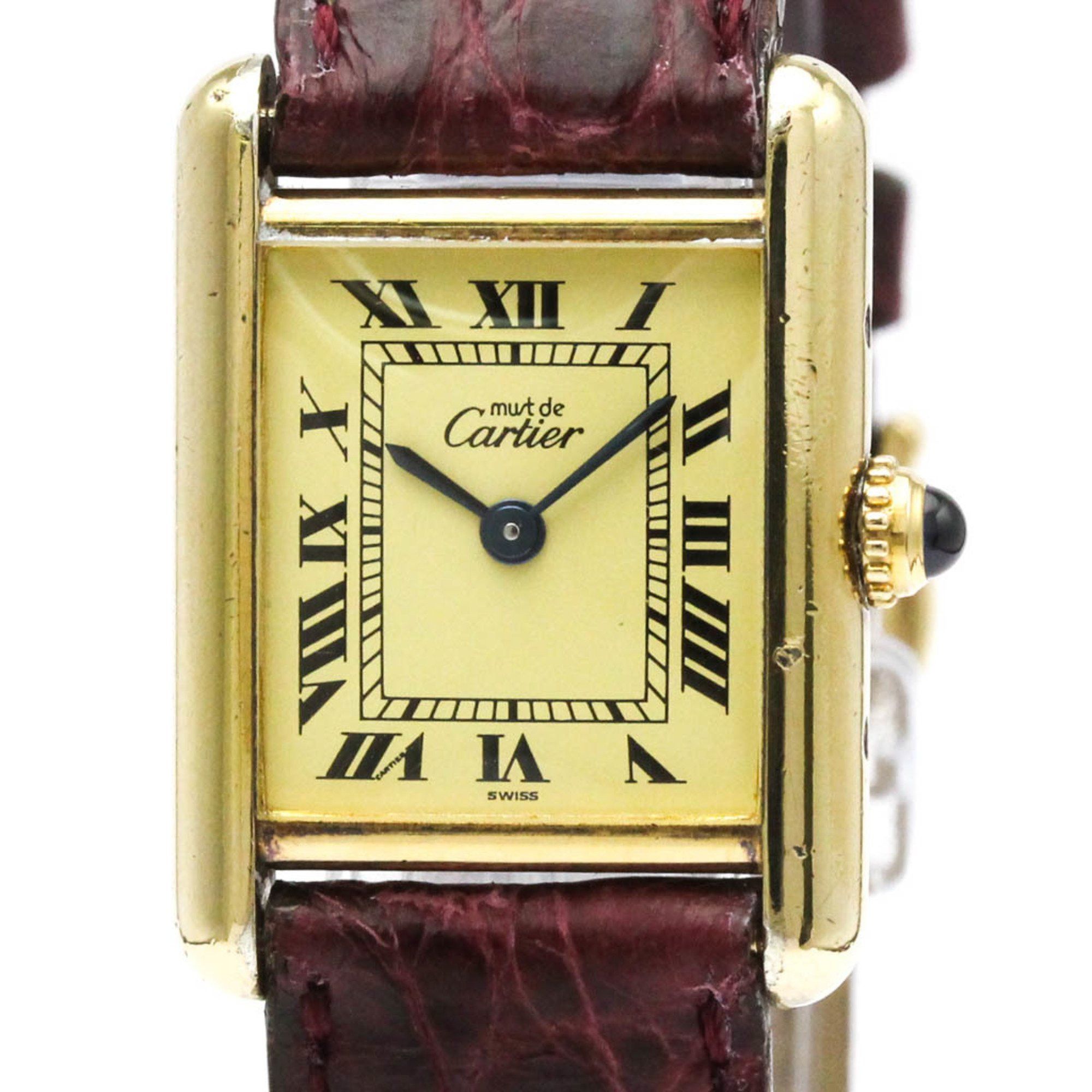 CARTIER Must Tank Vermeil Gold Plated Quartz Ladies Watch 5057001