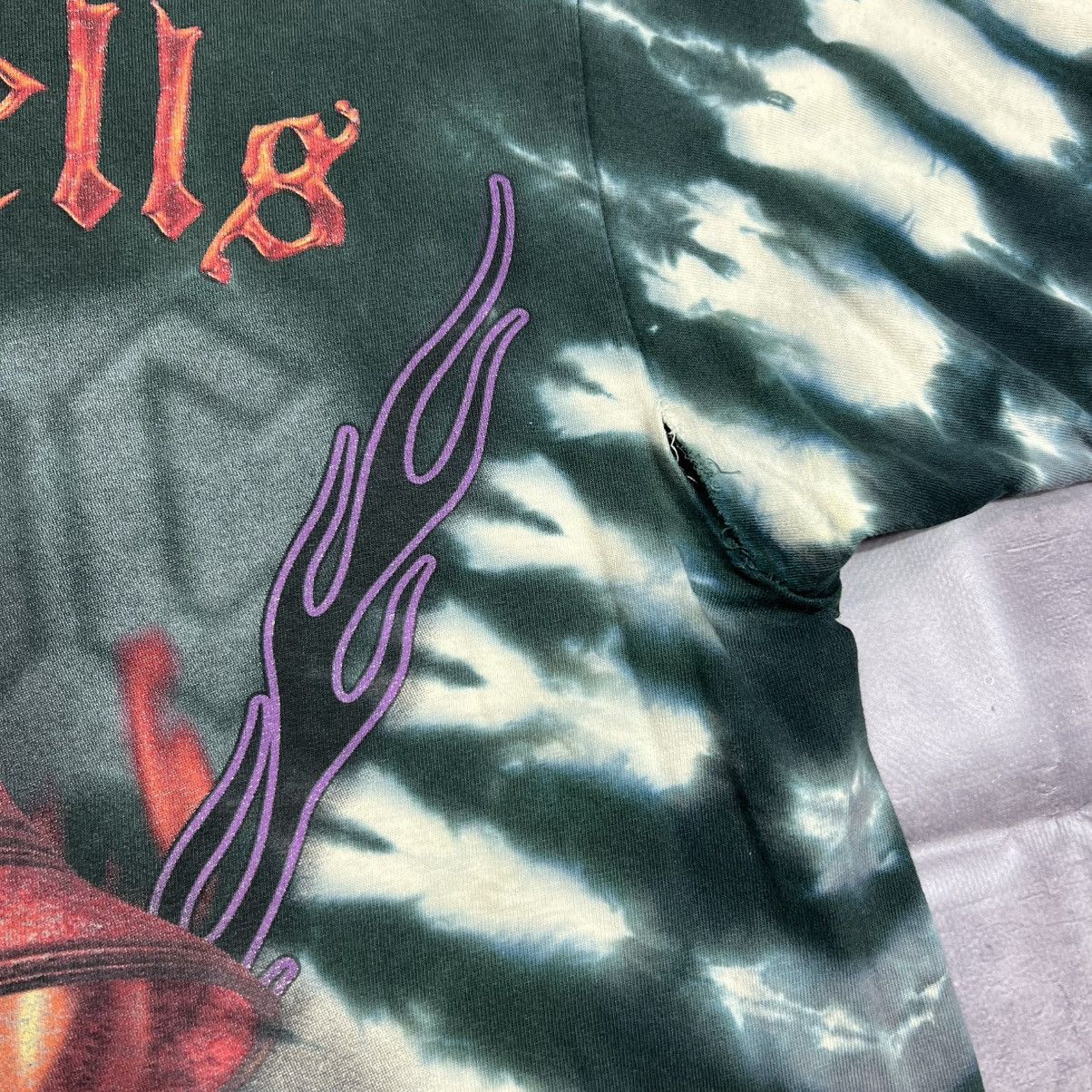 AC/DC Rare! Ac/Dc Liquid Blue Hells Bells Overprint Tee 00s Vtg Size US L / EU 52-54 / 3 - 14 Thumbnail