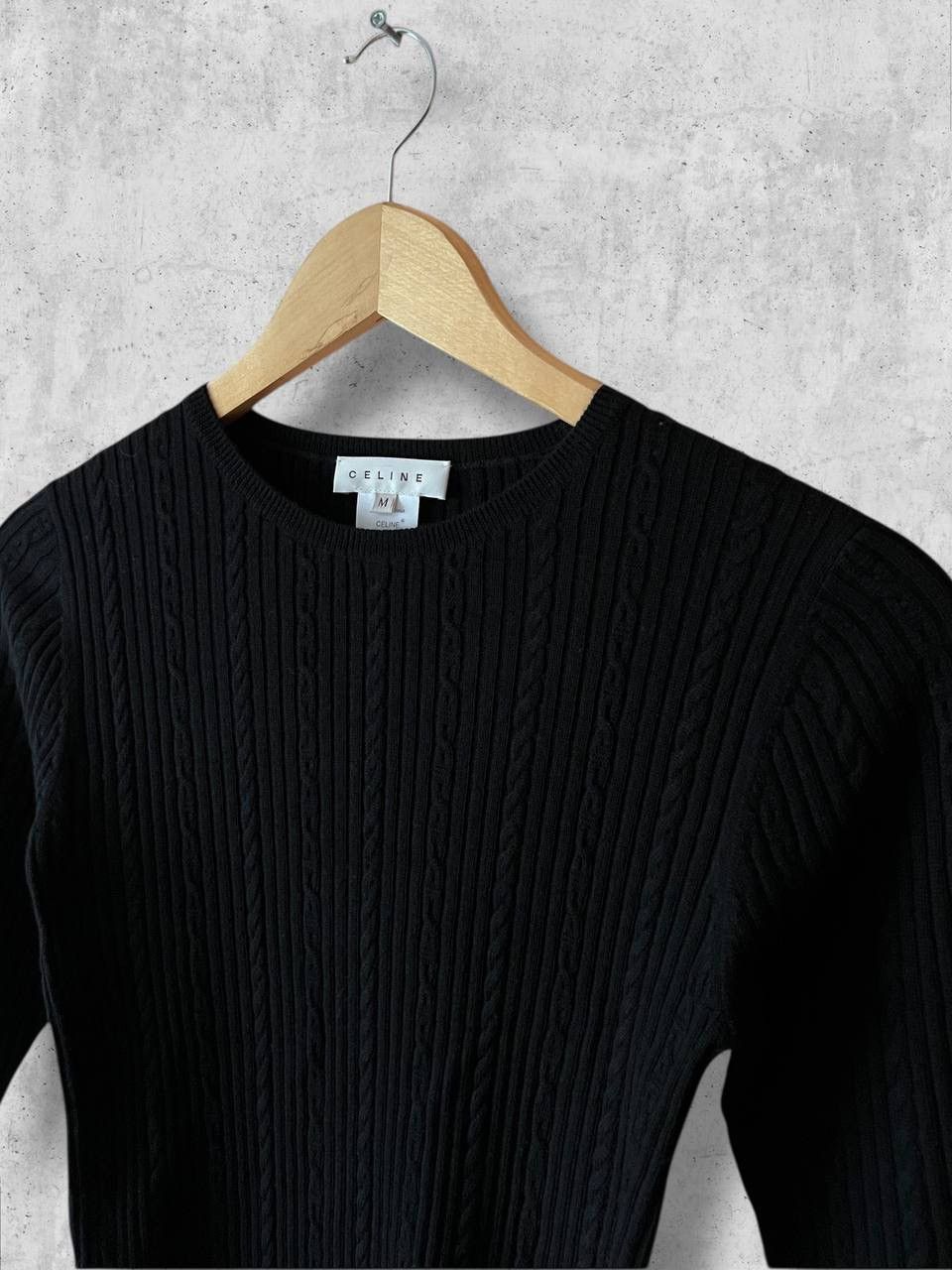 Celine CELINE cable knit sweater long sleeve tee laine wool vintage Size M / US 6-8 / IT 42-44 - 4 Thumbnail