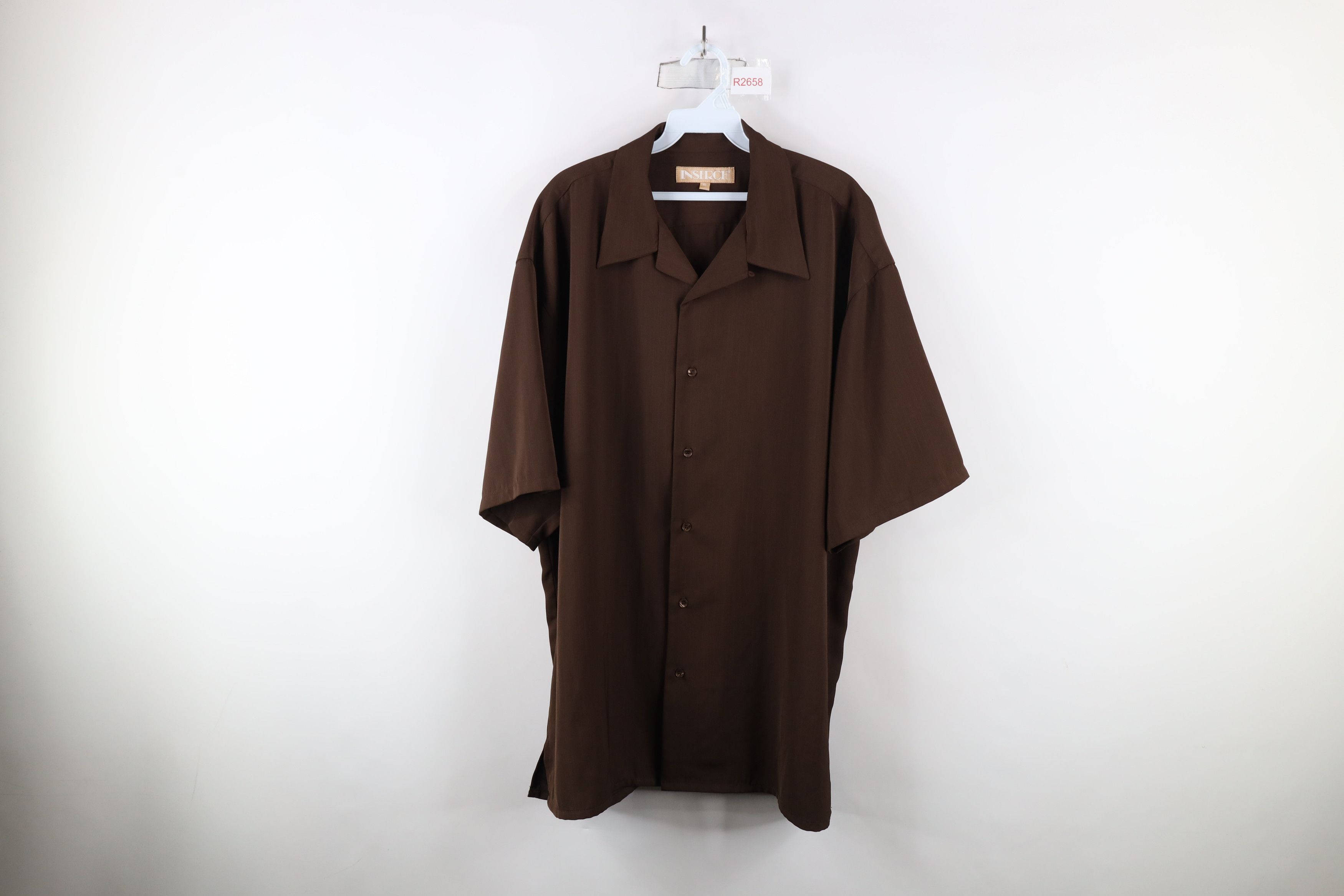 Vintage Vintage 90s Rockabilly Streetwear Collar Button Shirt Brown Size US XL / EU 56 / 4 - 1 Thumbnail