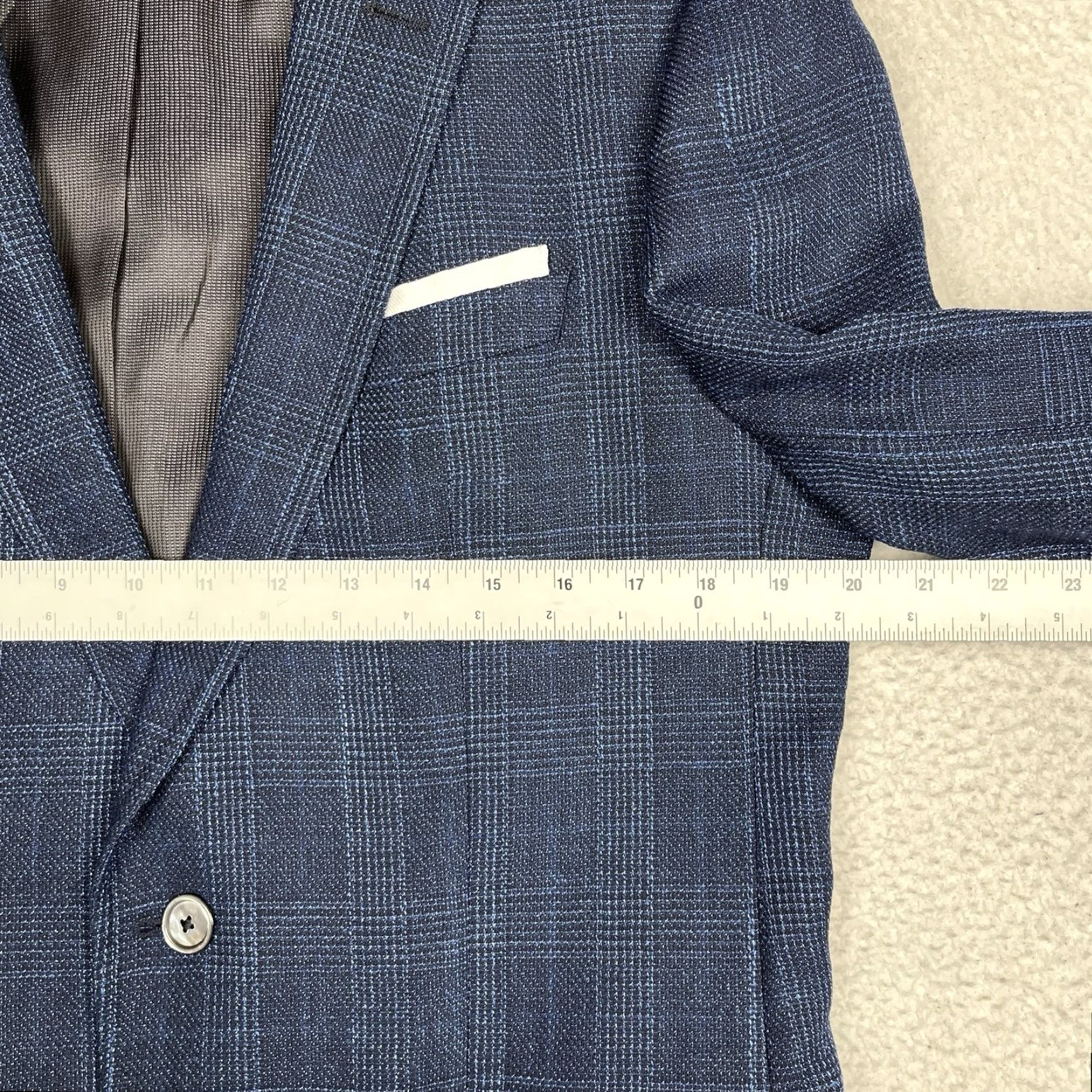 Hugo Boss HUGO BOSS Sport Coat Jacket Coat Linen-Wool 40R Blue Window Pane Slim Two-Button Double-Vented Men Regular Size US S / EU 44-46 / 1 - 7 Thumbnail