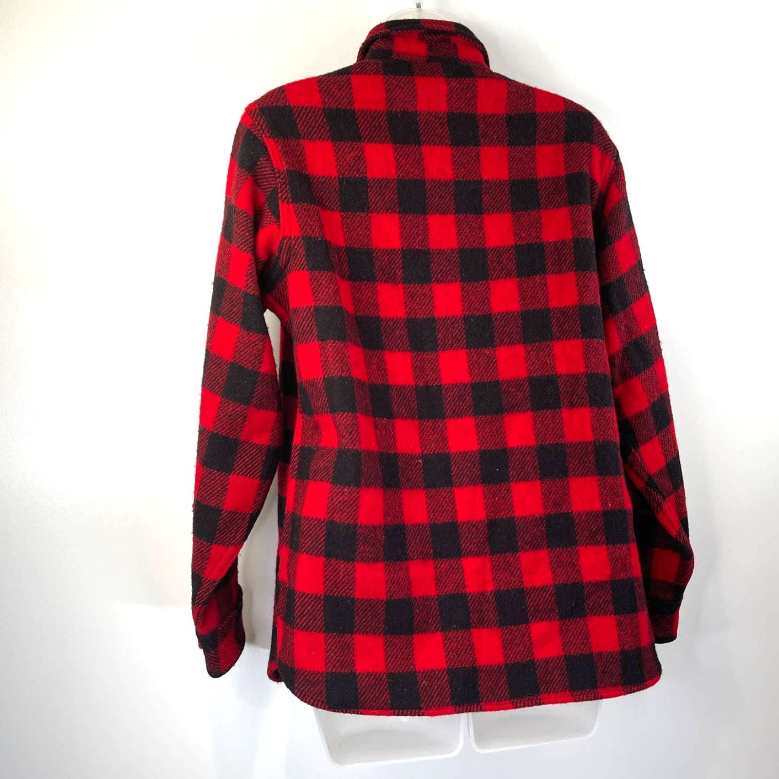 Lands' End × Vintage Lands' End Buffalo Check Wool Shirt Vintage Red Black Plaid Size M / US 6-8 / IT 42-44 - 4 Thumbnail