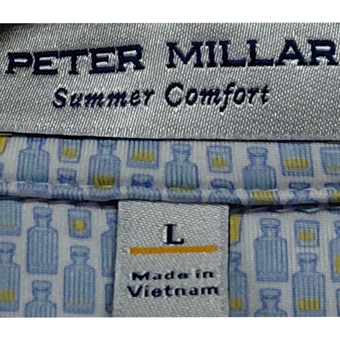 Peter Millar PETER MILLAR Polo Shirt Gray Graphic Print Knit Mens Size L Summer Comfort Size US L / EU 52-54 / 3 - 5 Thumbnail