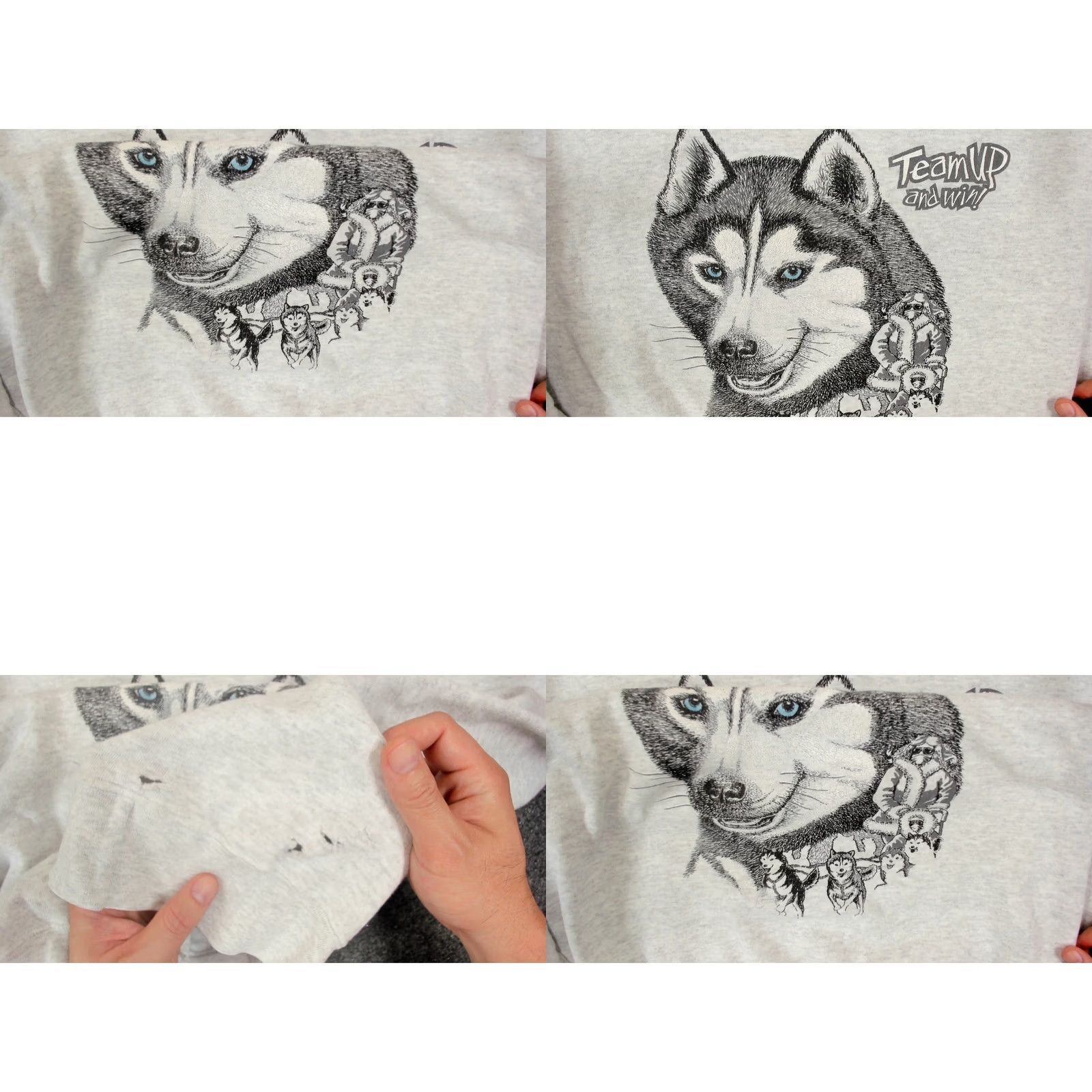 Vintage VINTAGE 90s Little Brownie Originals Husky Sled Dog Paw Print Gray Sweatshirt Mens XL Size US XL / EU 56 / 4 - 8 Thumbnail