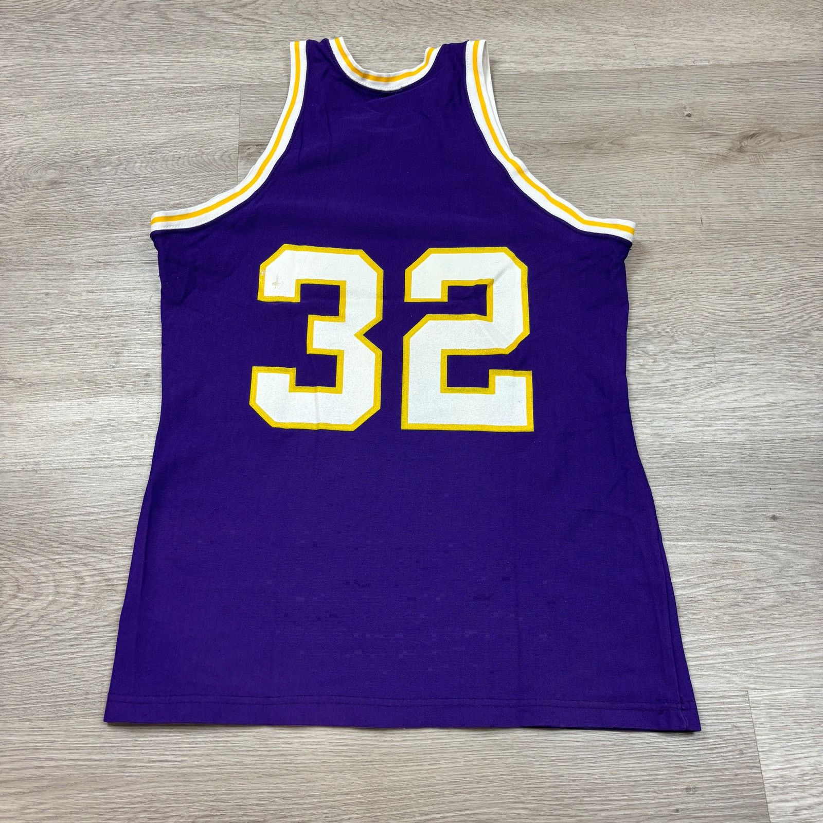 NBA × Vintage VTG Magic Johnson 32 Sand Knit LA Lakers Jersey NBA Large Size US L / EU 52-54 / 3 - 4 Thumbnail