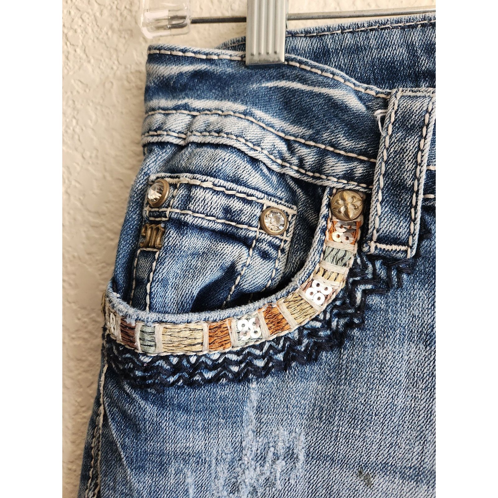 Miss Me Miss Me Mid Rise Skinny Light Embellished Denim Jeans-28 Size 28" / US 6 / IT 42 - 4 Thumbnail