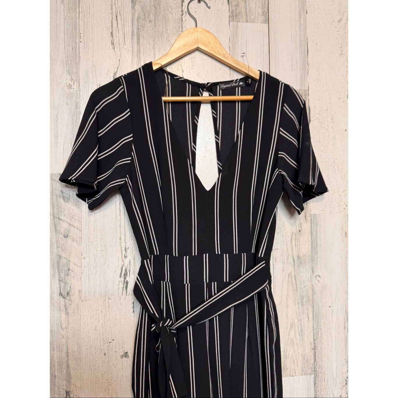 Other Crystal Doll Black White Striped Jumpsuit Size 7 – Belted Wi Size 28" / US 6 / IT 42 - 6 Thumbnail