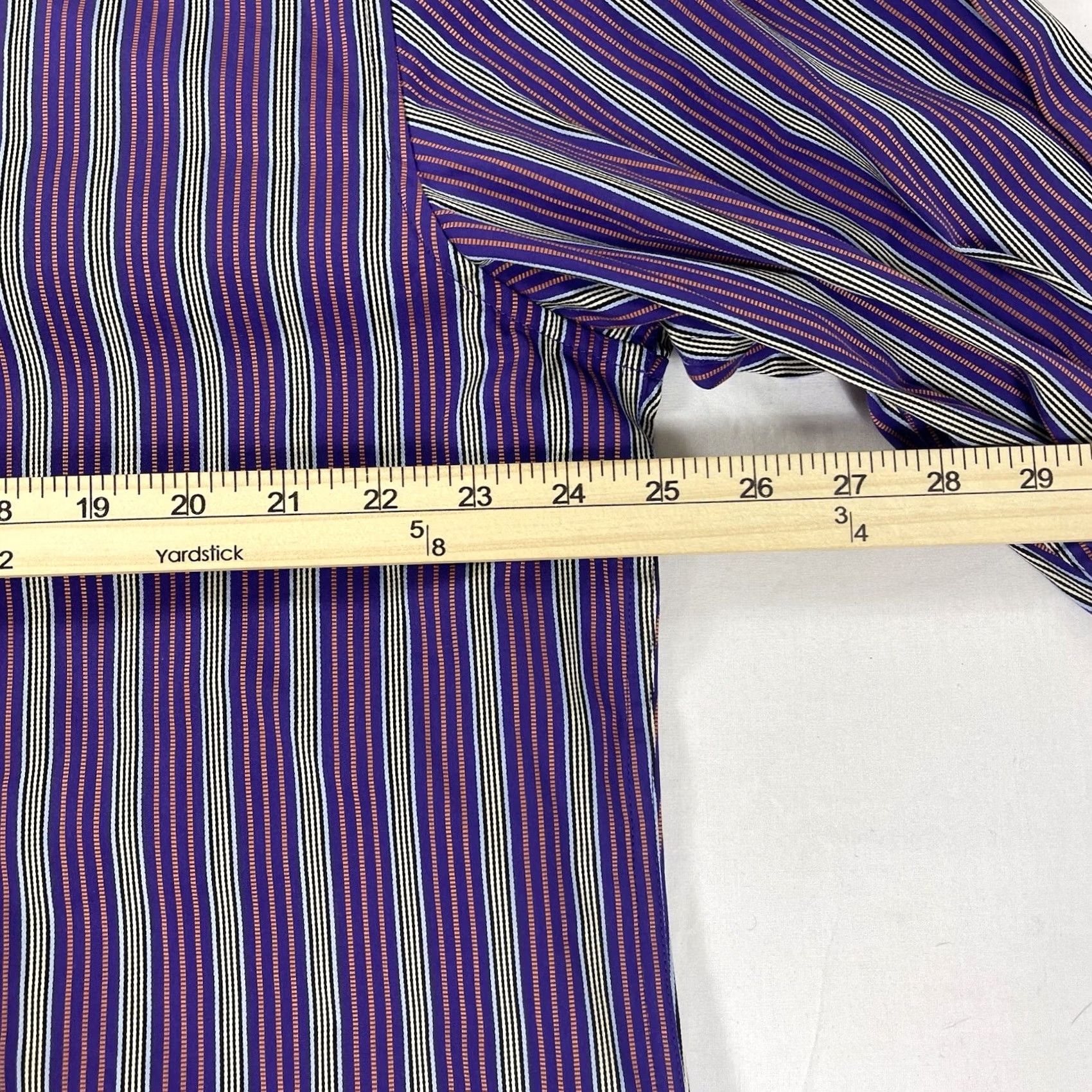 Robert Graham Robert Graham Men's 2XL Button Dress Shirt Striped Purple Long Sleeve Adult 2XL Button-Up Shirt Mens Size 48R - 5 Thumbnail