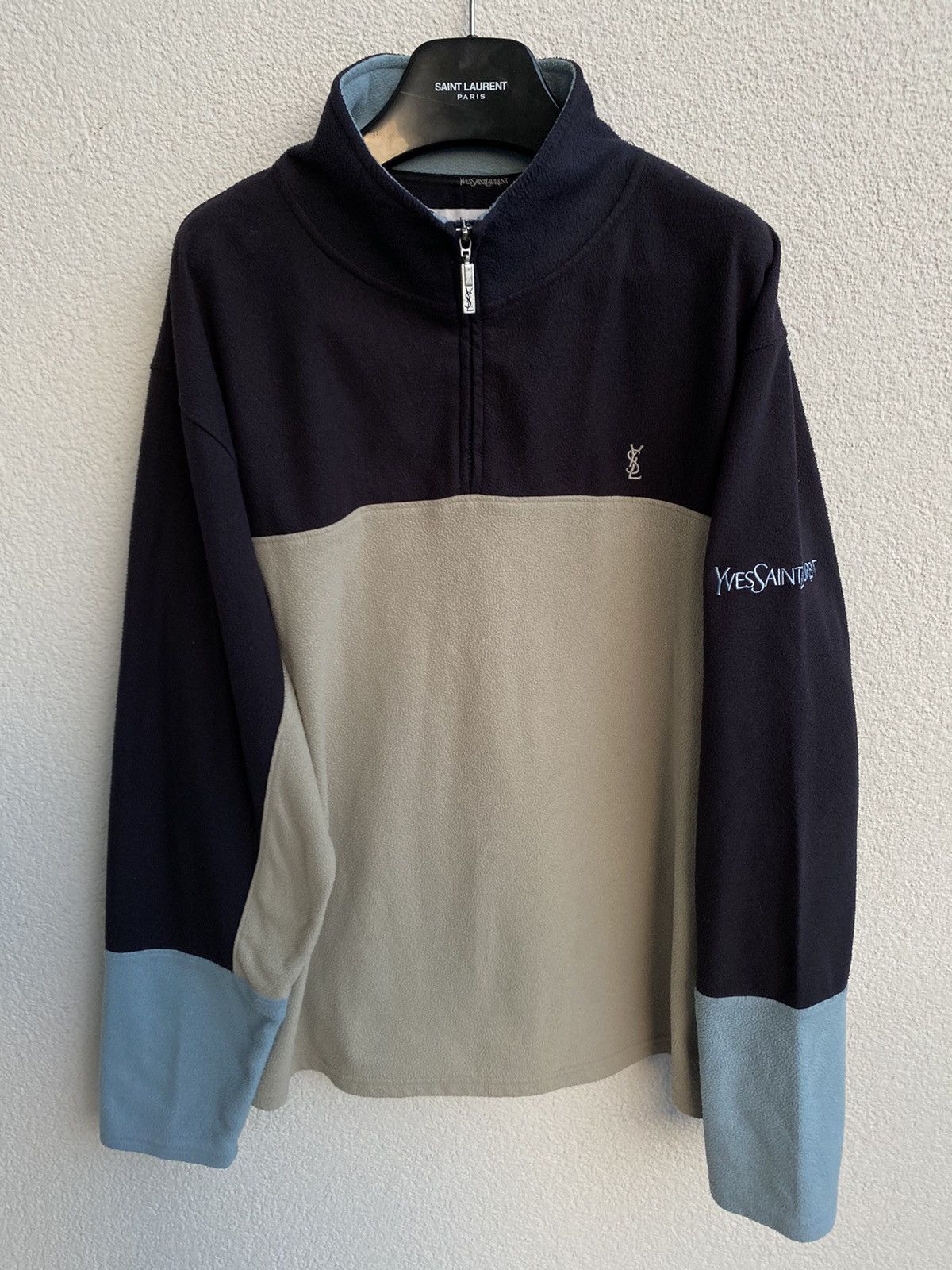 Vintage × Yves Saint Laurent 90s Black YSL Sweatshirt 1/4 Zip YSL