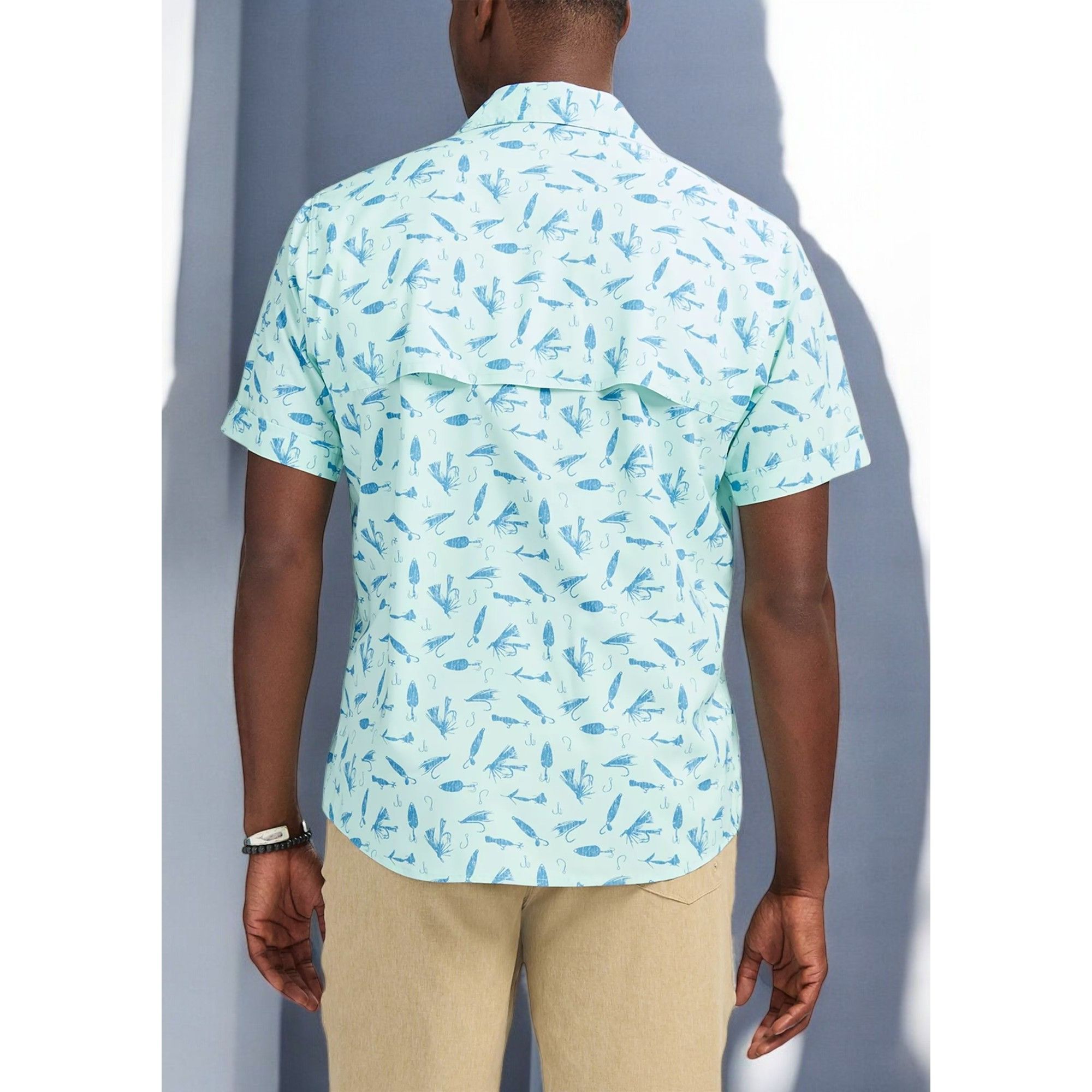 Izod Izod Sunshield Performance Short Sleeve Printed Button Down Size US L / EU 52-54 / 3 - 5 Thumbnail