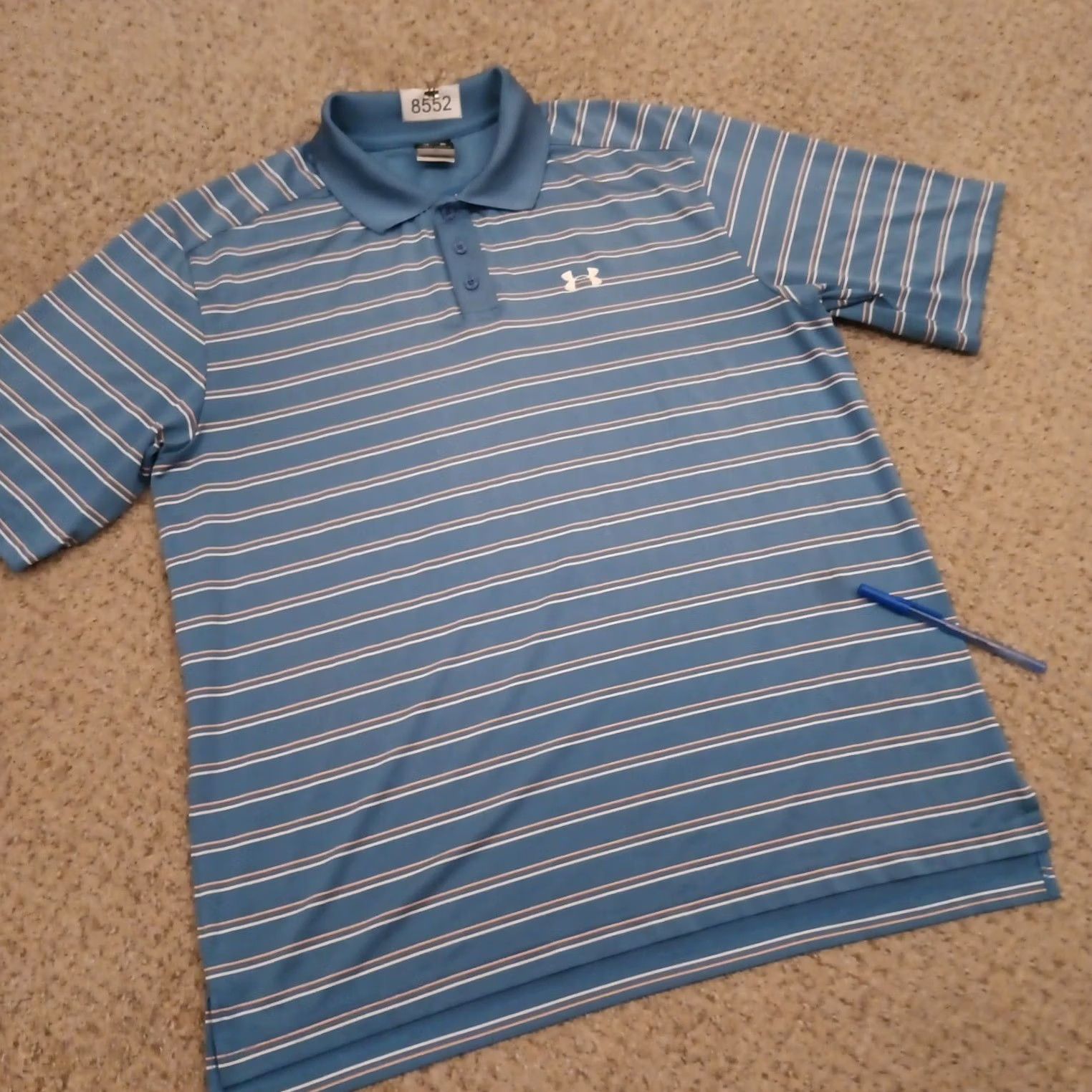 Under Armour Under Armour Polo Shirt Mens L Blue Orange Striped Short Sleeve Polo Men Blue Orange Striped Short Sleeve Size US L / EU 52-54 / 3 - 5 Thumbnail
