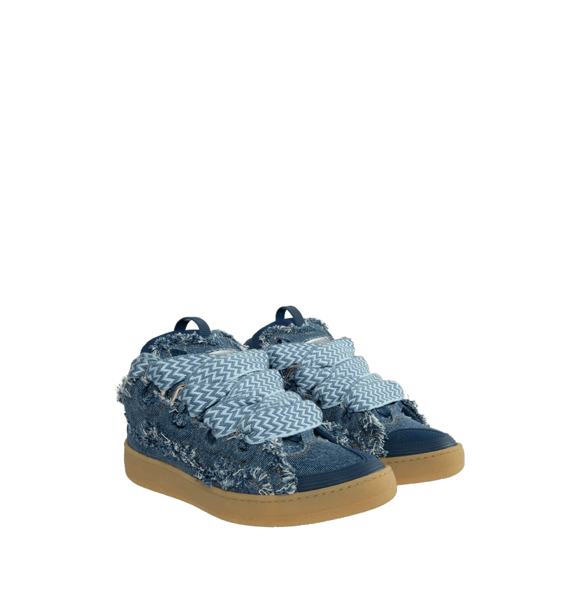 Lanvin o1h1sh11224 Curb Sneaker Denim in Denim Blue Size US 8 / EU 41 - 2 Thumbnail