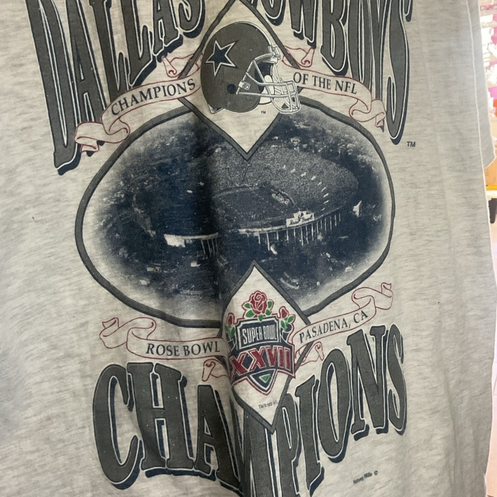 Hanes 1992 Dallas Cowboys Rose Bowl Champions T-Shirt Size US XL / EU 56 / 4 - 4 Thumbnail