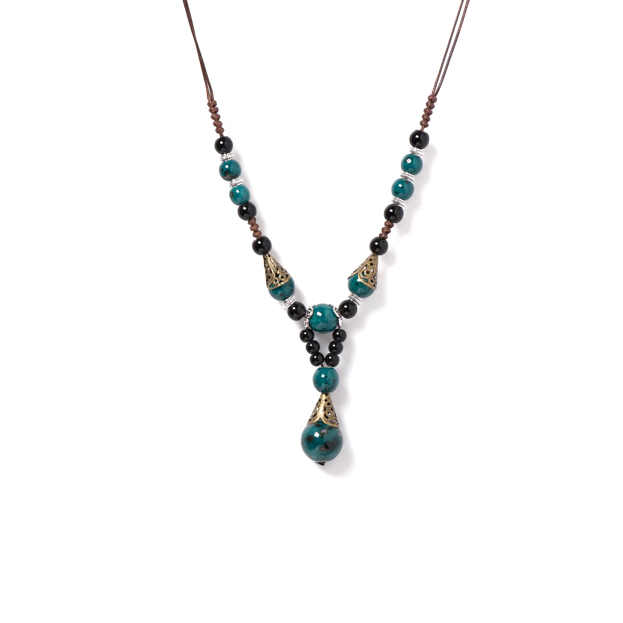 Jewelry Handmade Blue Ceramic Bead Necklace Size ONE SIZE - 3 Thumbnail