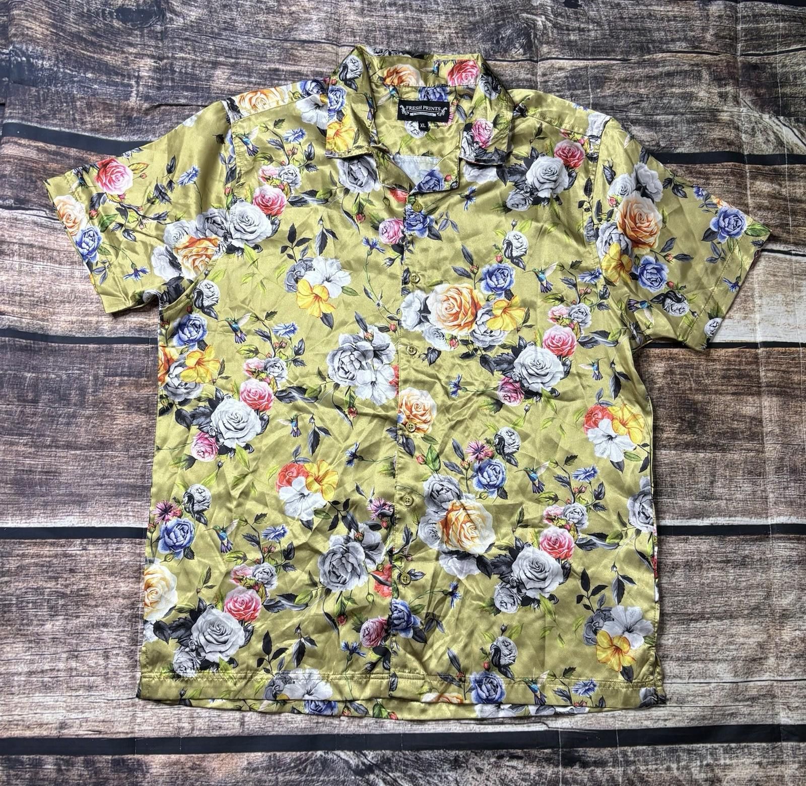 Other Drill Clothing Co Camp Shirt Mens XL Satin Floral Button Up Size US XL / EU 56 / 4 - 1 Thumbnail