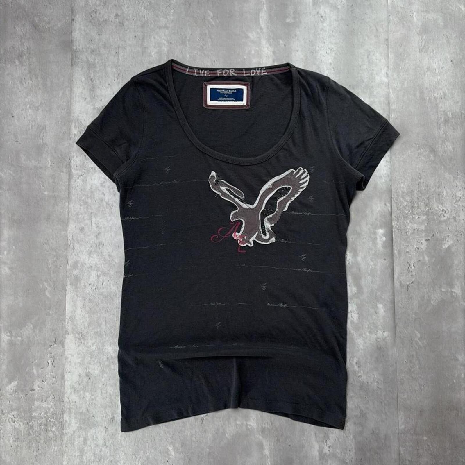 American Eagle Outfitters Y2K Grey American Eagle Grunge Gothic Skater T-Shirt Size L / US 10 / IT 46 - 1 Thumbnail