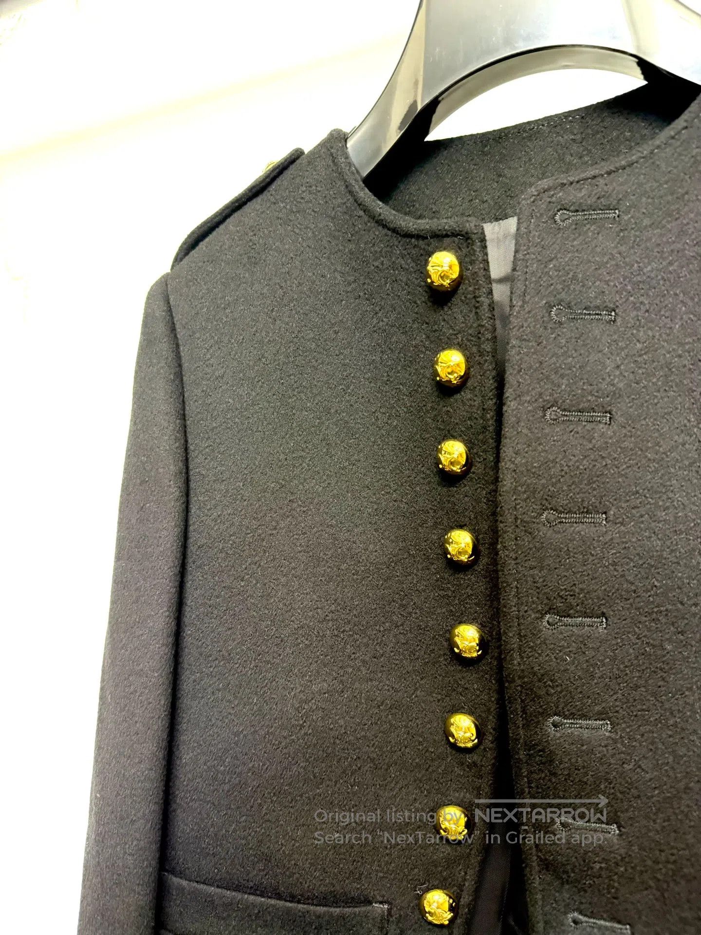 Celine CELINE Black and Gold Button Wool Melton Jacket| Size XXS / US 00 / IT 34 - 2 Thumbnail
